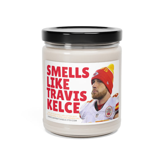 Smells like Travis Kelce Scented Soy Blend Jar Wax Candle, 9oz Kansas City Chiefs