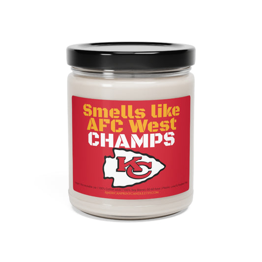 Smells like AFC West CHAMPS Kansas City Chiefs Scented Soy Candle 9oz