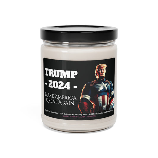 Captain Trump 2024 America MAGA Scented Soy Glass Jar Candle 9oz