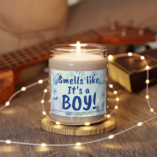 Smells like It's a Boy Scented Soy Candle, 9oz Birthday Gift Birth
