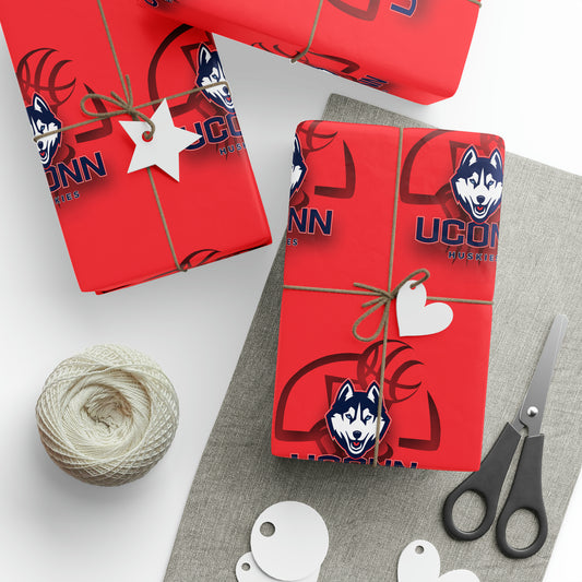 UCONN Basketball Huskies Red March Birthday Gift Wrapping Paper Holiday