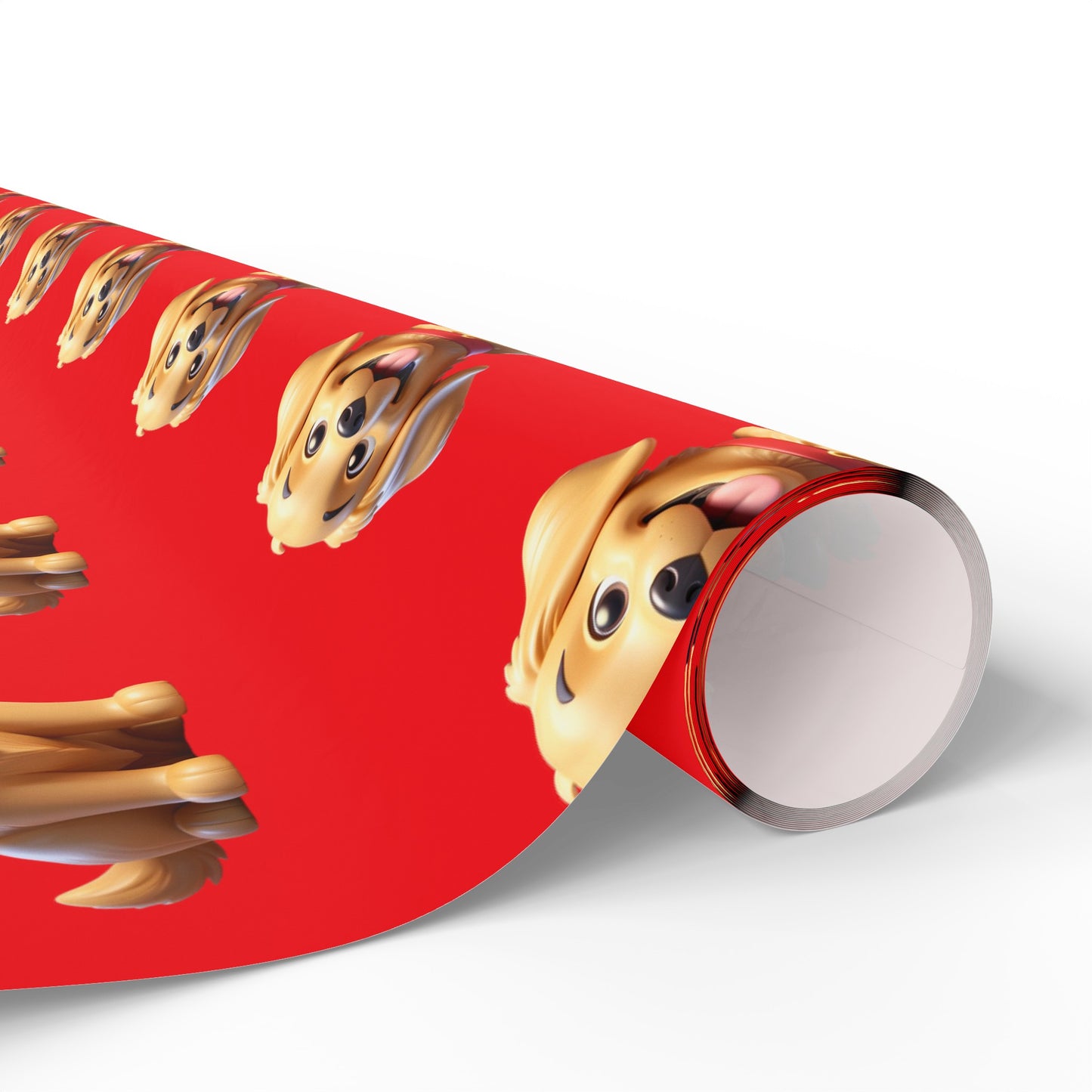 Golden Retriever Lab Puppy Red Birthday Gift Present Holiday Wrapping Paper