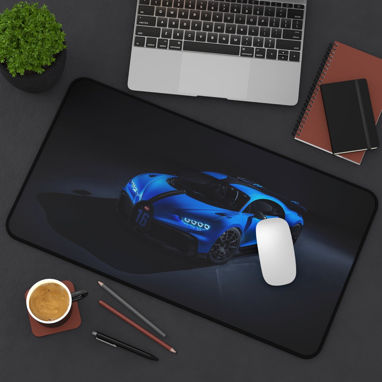 Blue Bugatti High Definition Super Car Office Home Decor Desk Mat Mousepad