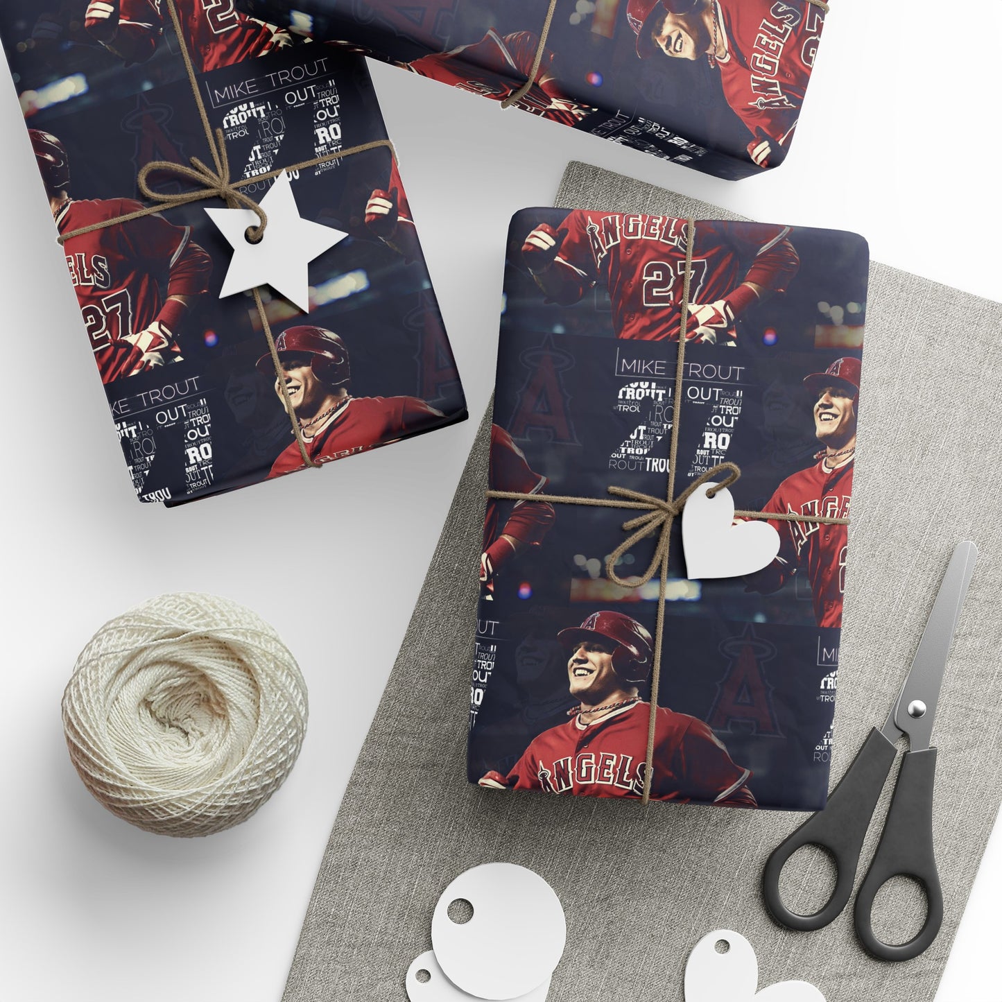 Mike Trout Angels Baseball MLB Birthday Gift Wrapping Paper Holiday