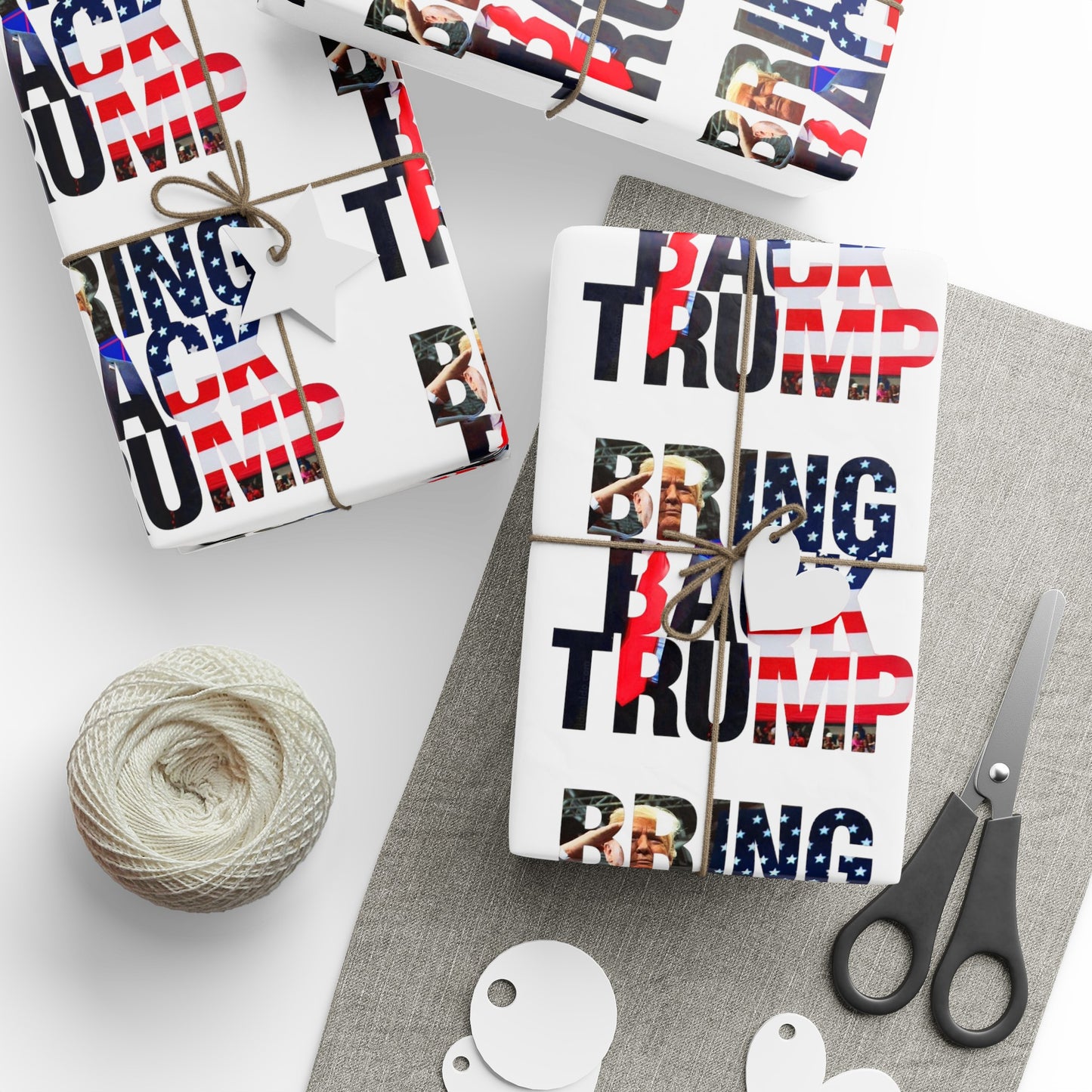 Bring Back Trump White Birthday Gift Present Wrapping Paper MAGA