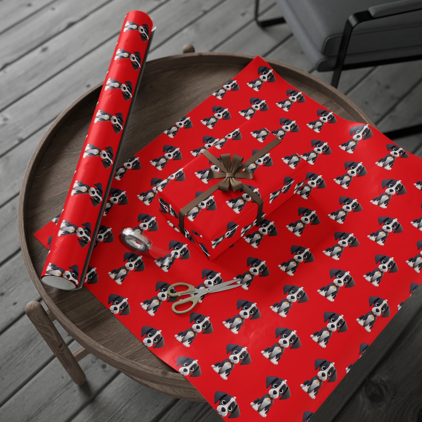 Great Dane Cute Puppy Red Birthday Gift Present Holiday Wrapping Paper