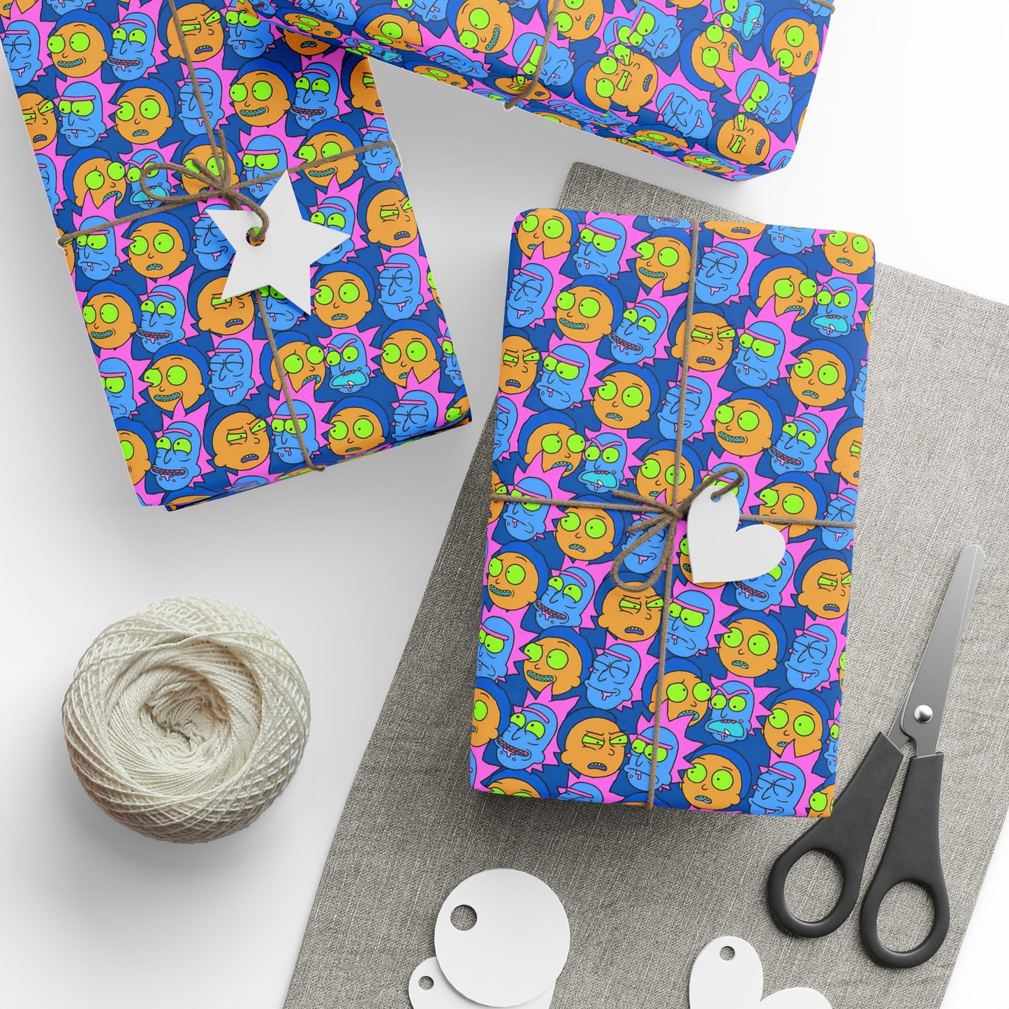 Rick and Morty Funny Faces High Definition Birthday Gift Wrapping Paper Holiday