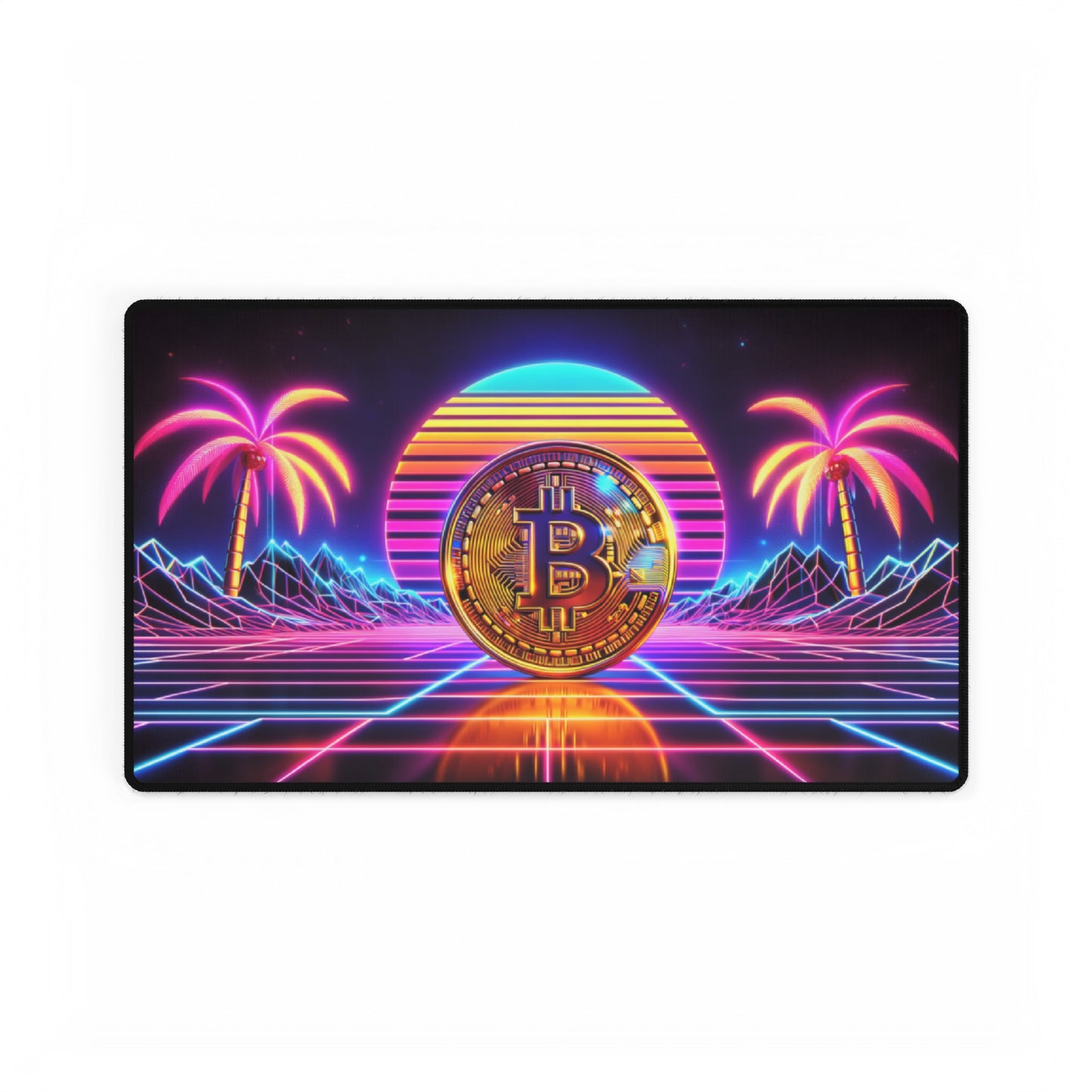 Bitcoin Cryptocurrency Miami Cyberpunk style High Definition Desk Mat Mousepad