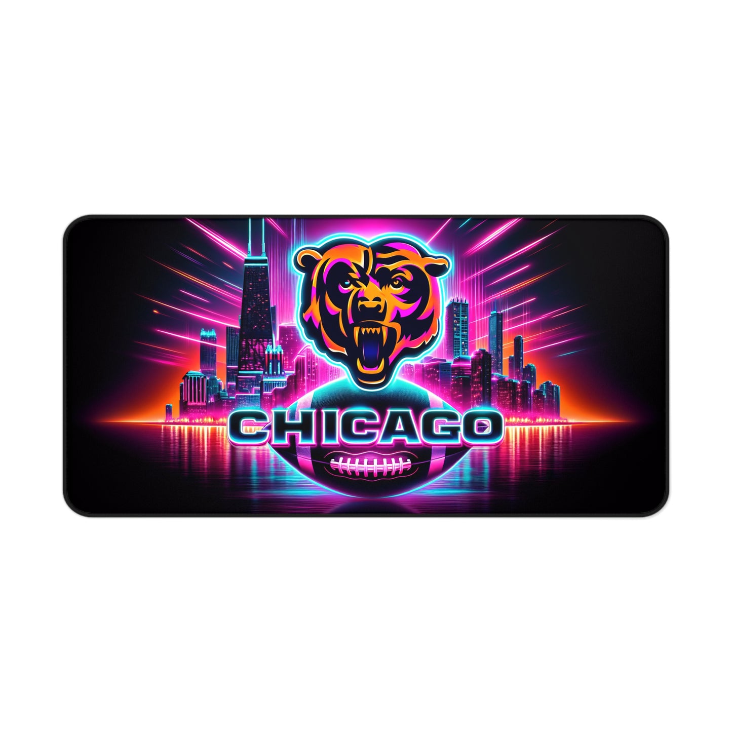 Chicago Bears Retro Neon Cityscape NFL Football High Definition PC Desk Mat Mousepad