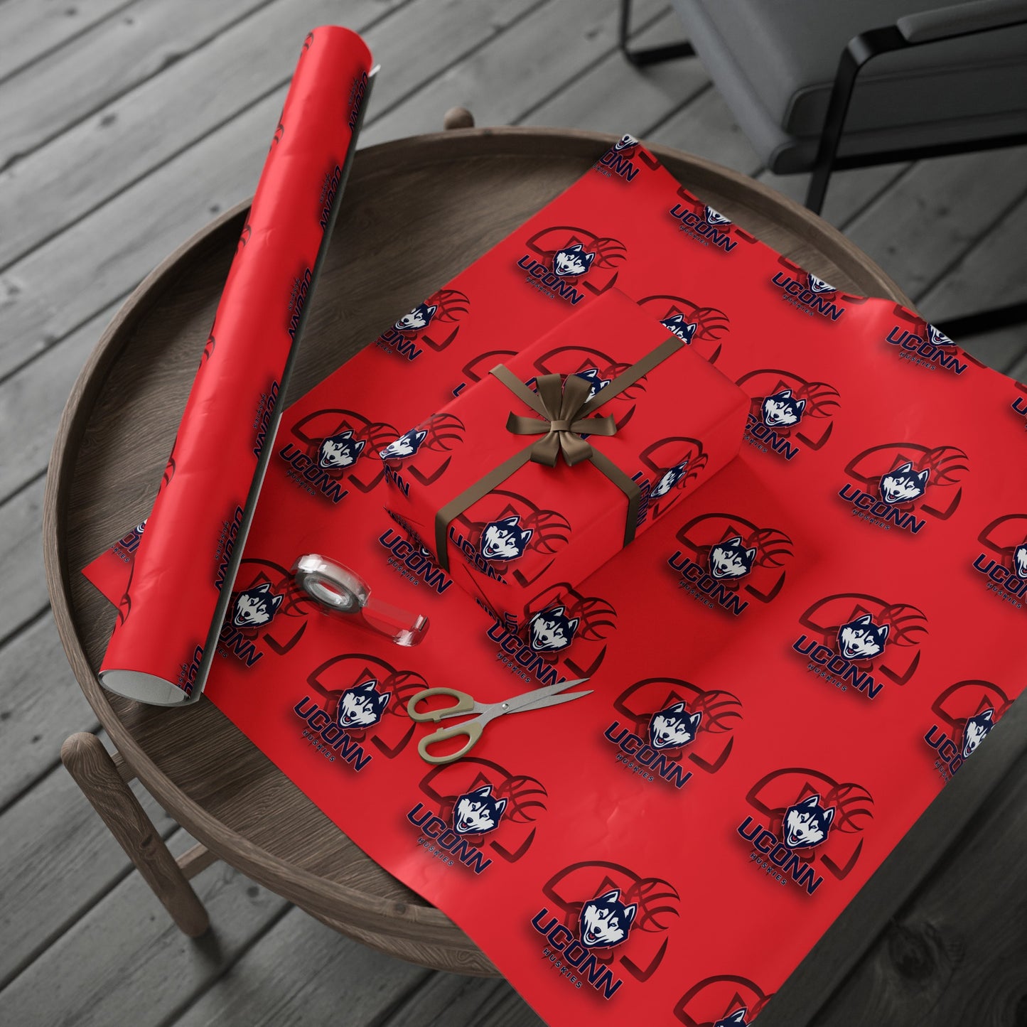 UCONN Basketball Huskies Red March Birthday Gift Wrapping Paper Holiday