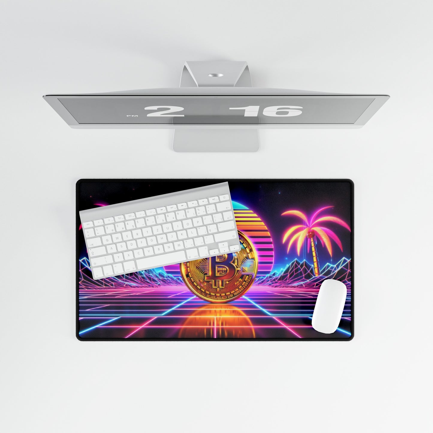 Bitcoin Cryptocurrency Miami Cyberpunk style High Definition Desk Mat Mousepad