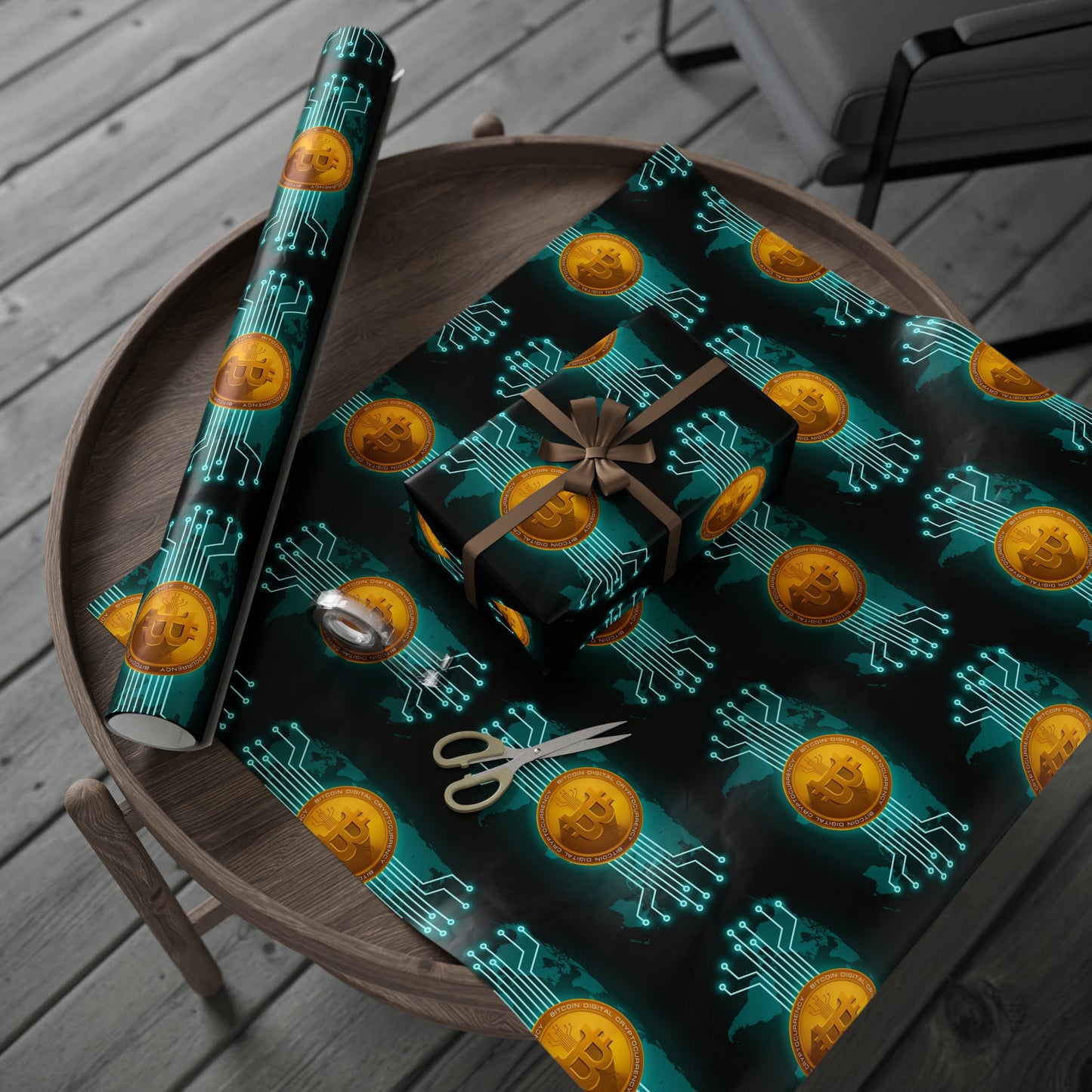 Bitcoin Cryptocurrency World Digital Black Birthday Gift Wrapping Paper Holiday