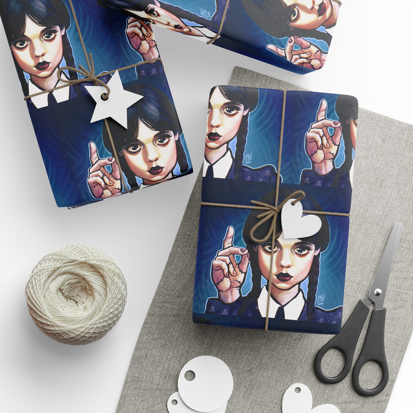 Wednesday Adams Ortega Cartoon holiday present Birthday Gift Wrapping Papers