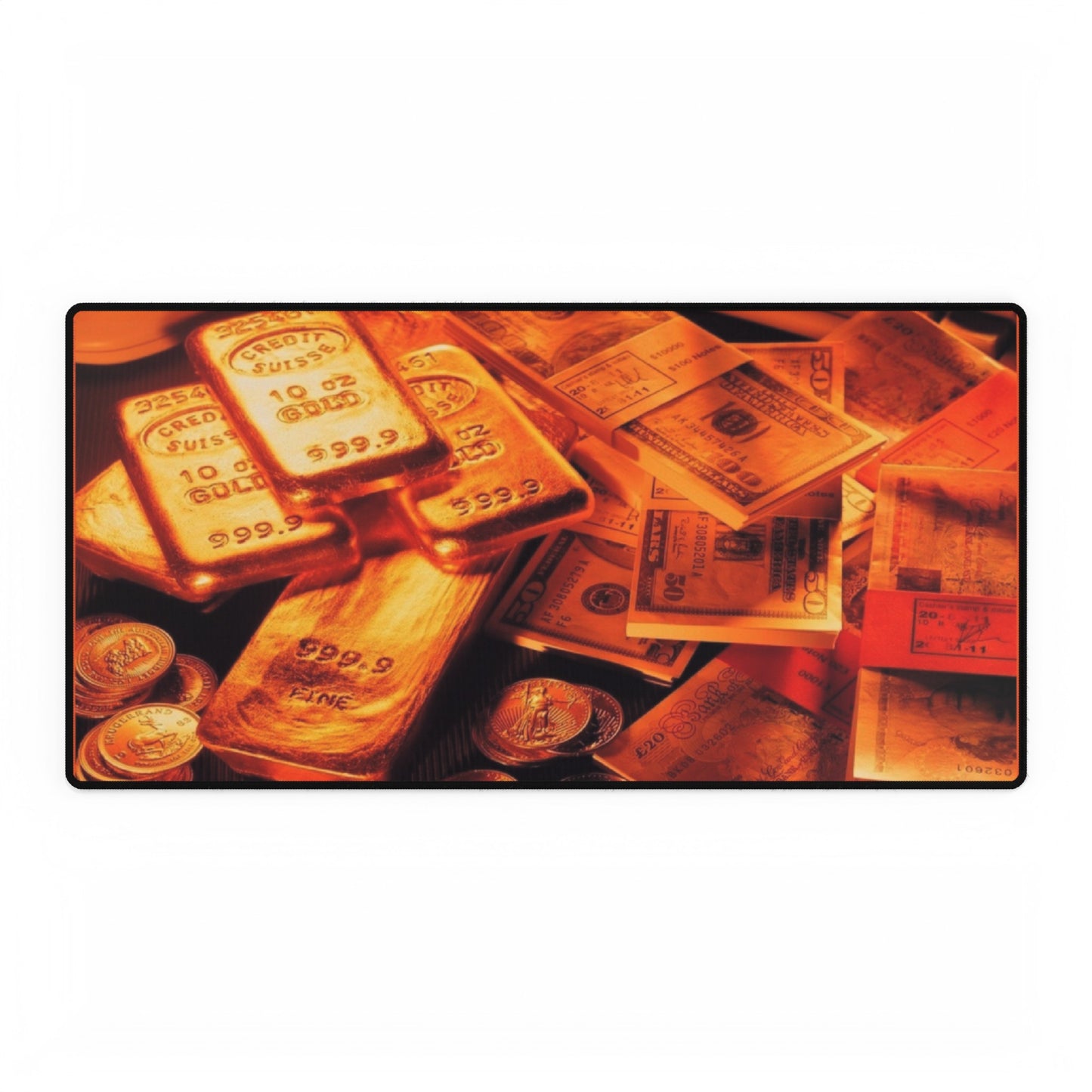 Money Gold Dollar Bills Cash High Definition Desk Mat Mousepad