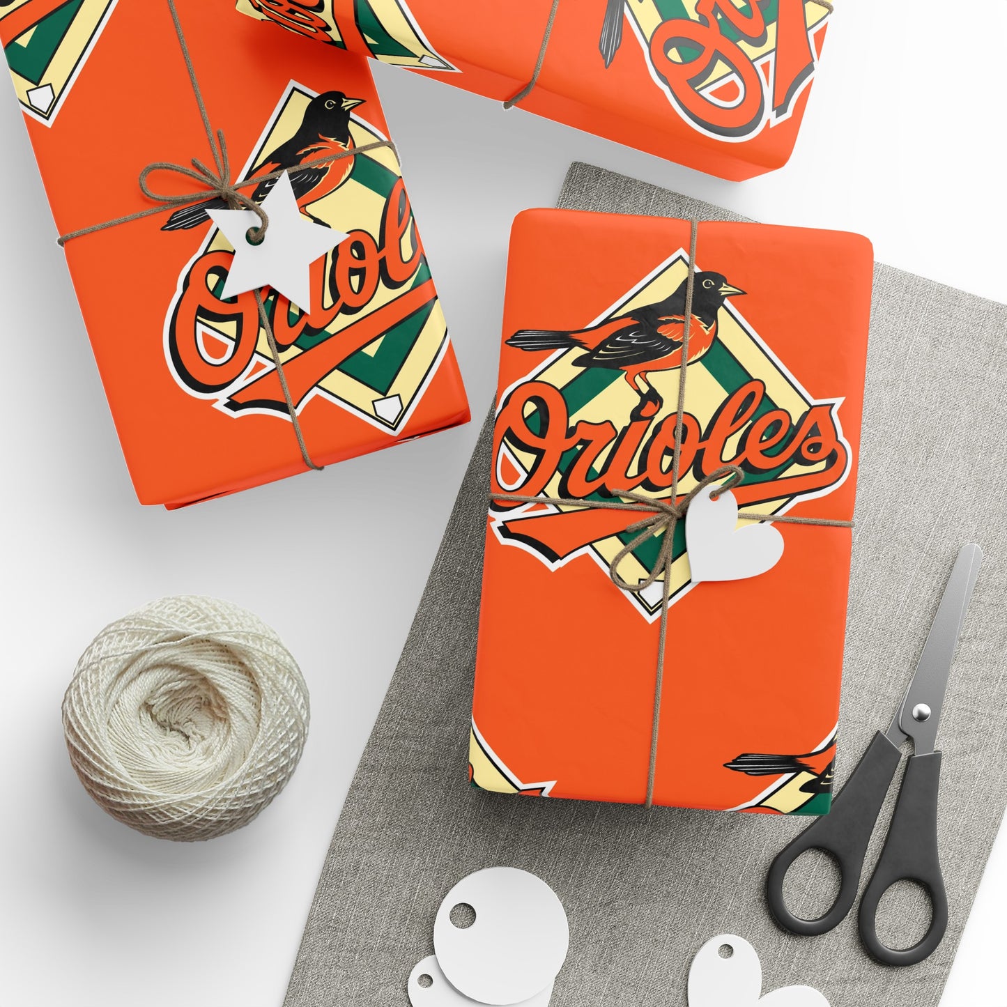 Baltimore Orioles orange Baseball MLB Birthday Gift Wrapping Paper Holiday