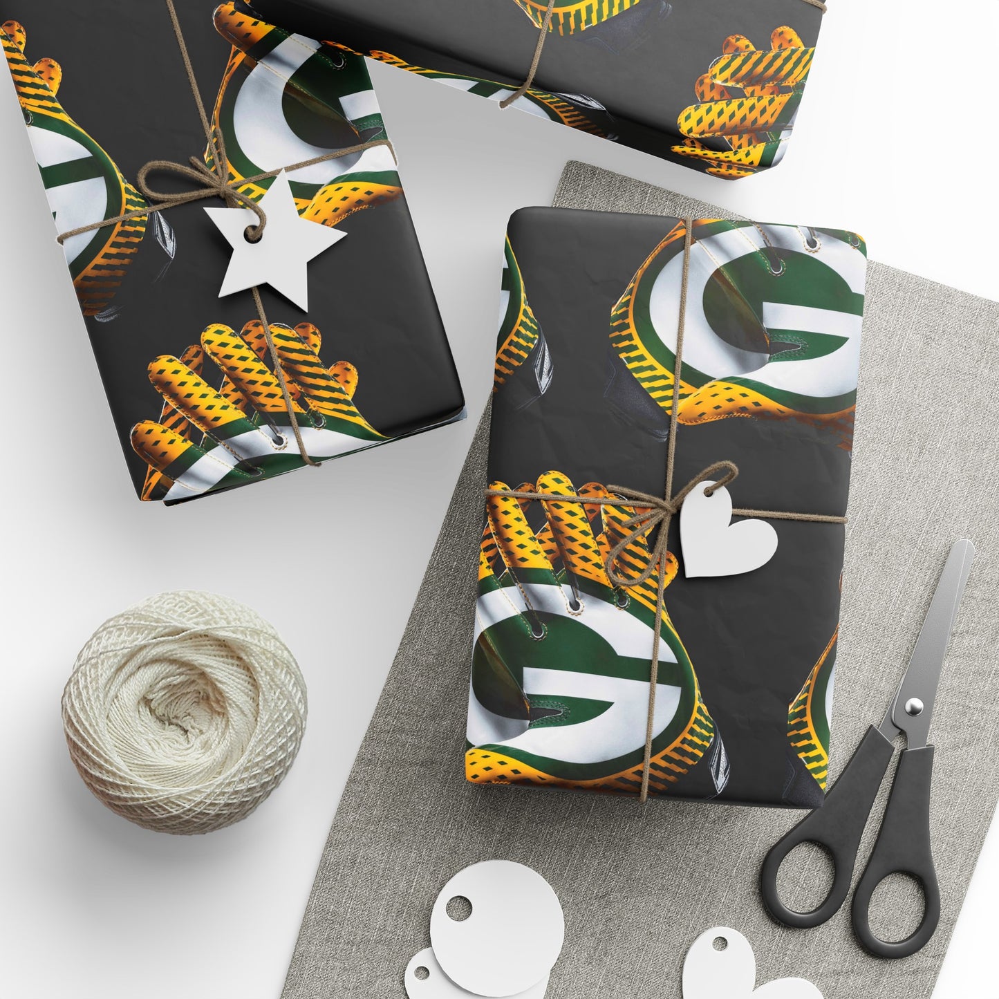 Green Bay Packers Gloves Birthday Gift Wrapping Paper football Holiday