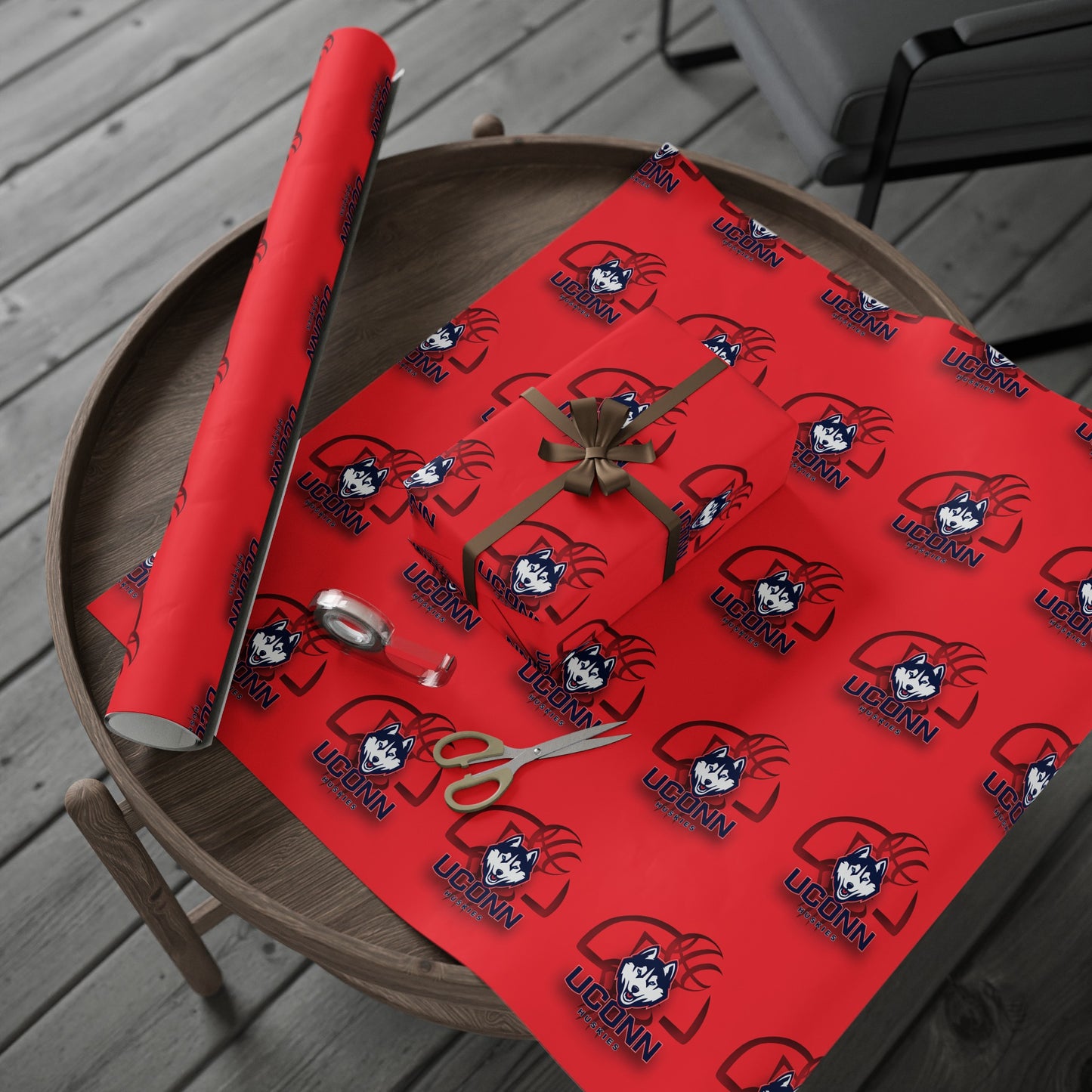 UCONN Basketball Huskies Red March Birthday Gift Wrapping Paper Holiday