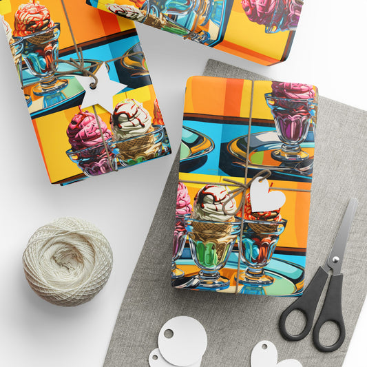 Ice Cream Sundaes High Definition Happy Birthday Gift Present Holiday Wrapping Paper