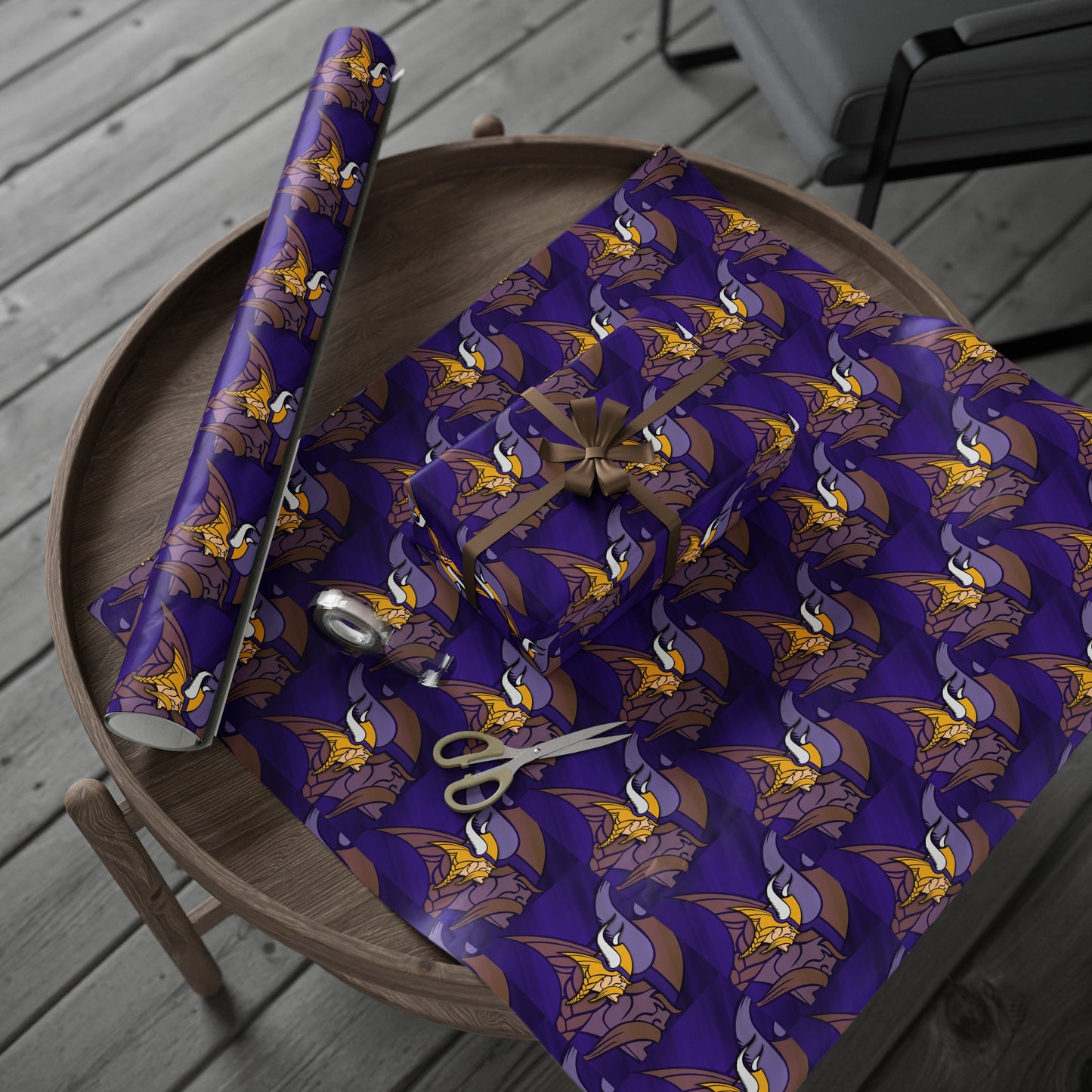 Minnesota Vikings Purple Skol Birthday Gift Wrapping Paper Holiday