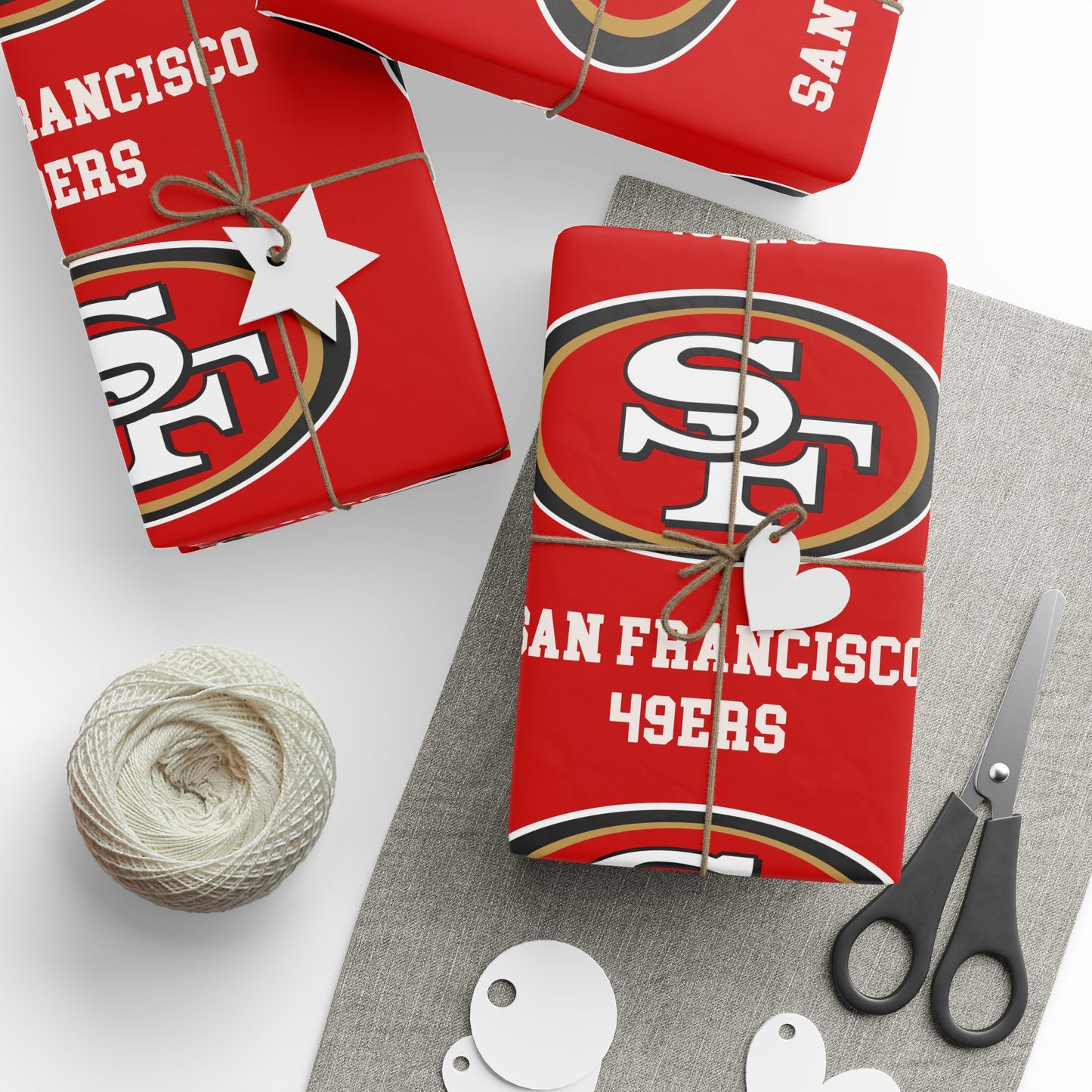 San Francisco 49ers Red NFL Football Birthday Gift Wrapping Papers Holiday