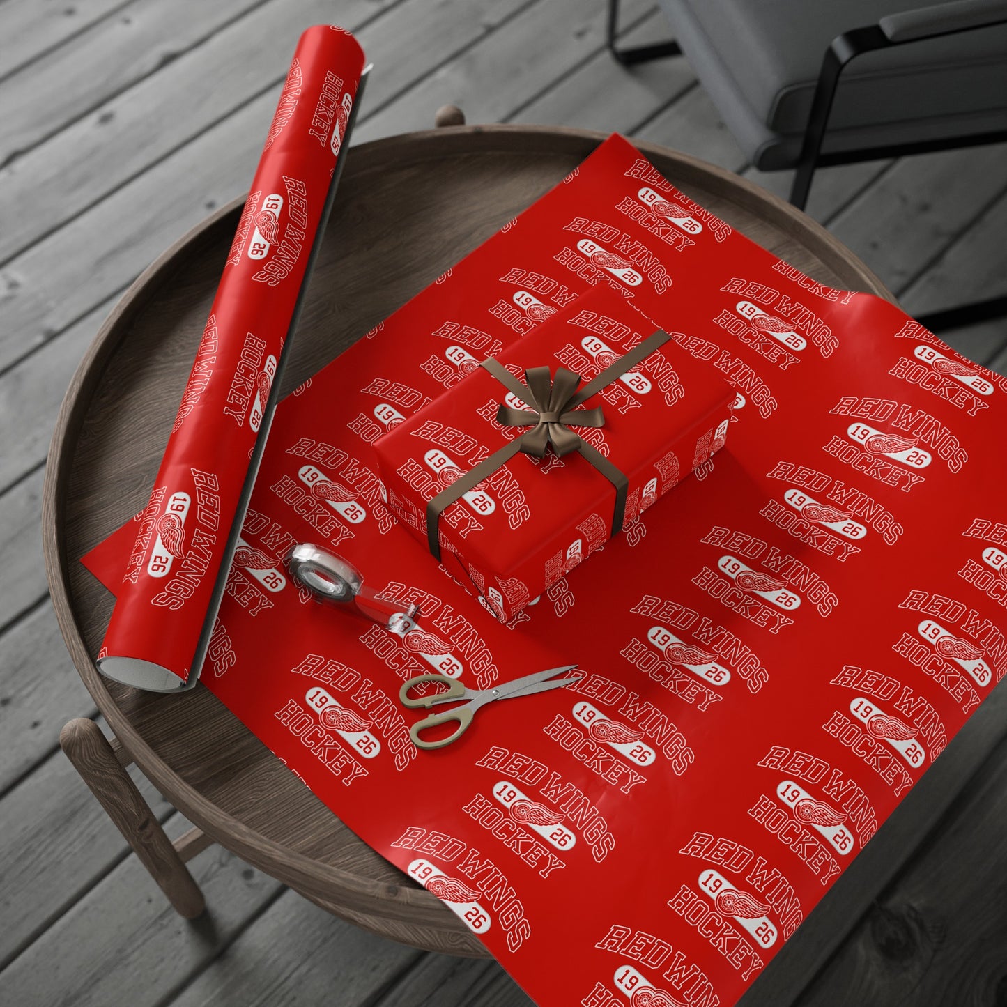 Detroit Red Wings Hockey Birthday Gift Wrapping Paper football Holiday