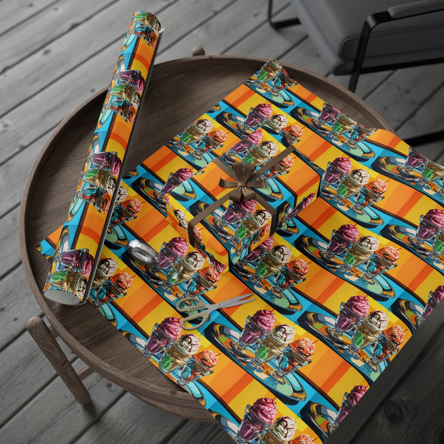 Ice Cream Sundaes High Definition Happy Birthday Gift Present Holiday Wrapping Paper