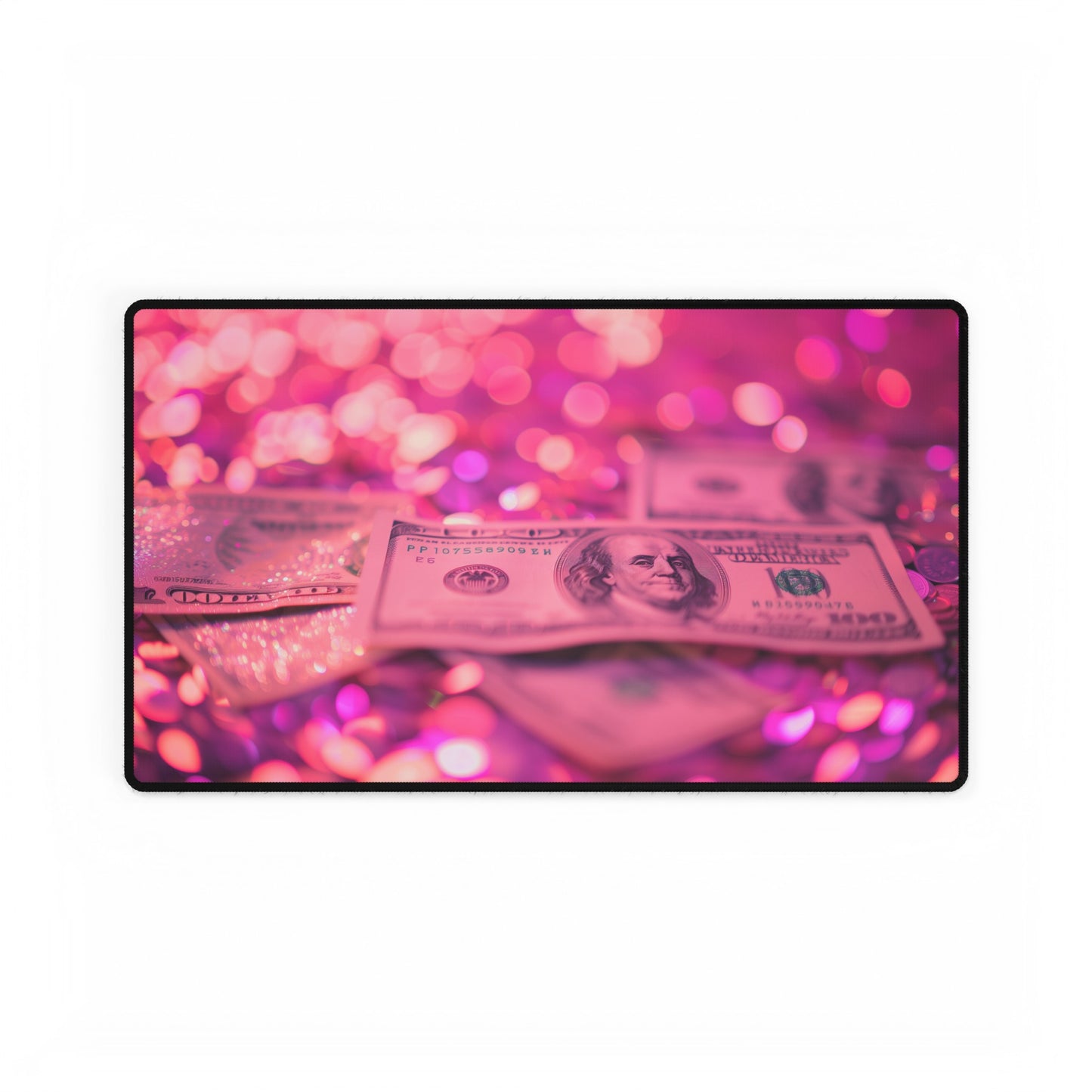 Pink Money hundred dollar bills glitter girl High Definition Desk Mat Mousepad