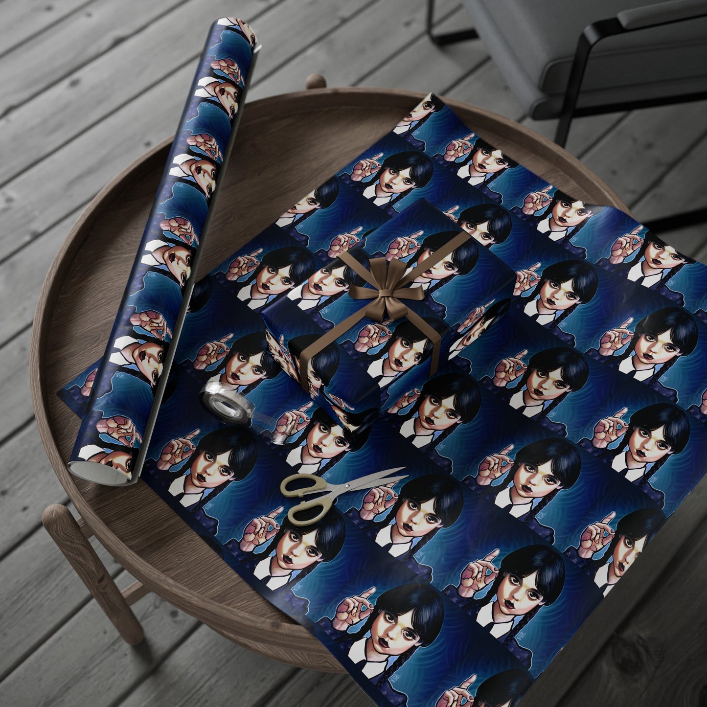 Wednesday Adams Ortega Cartoon holiday present Birthday Gift Wrapping Papers