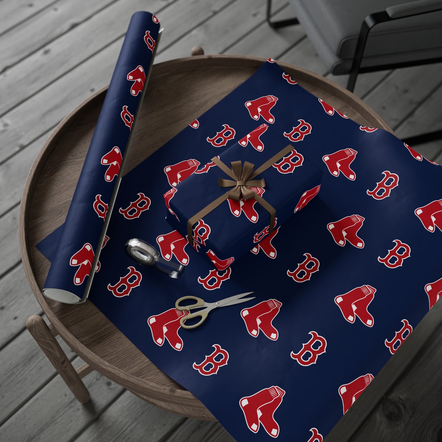 Boston Red Sox Birthday Gift Wrapping Paper football Basketball Holiday