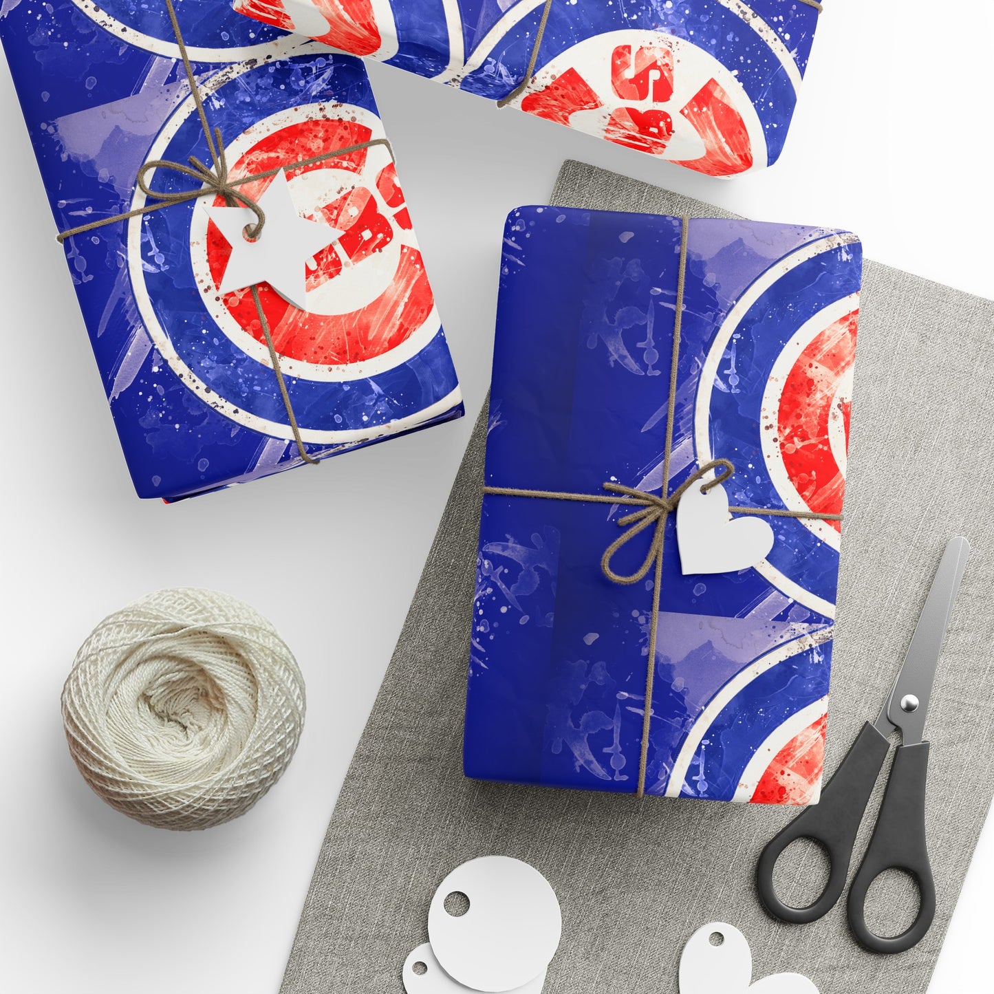 Chicago Cubs Ice look Blue Baseball MLB Birthday Gift Wrapping Paper Holiday