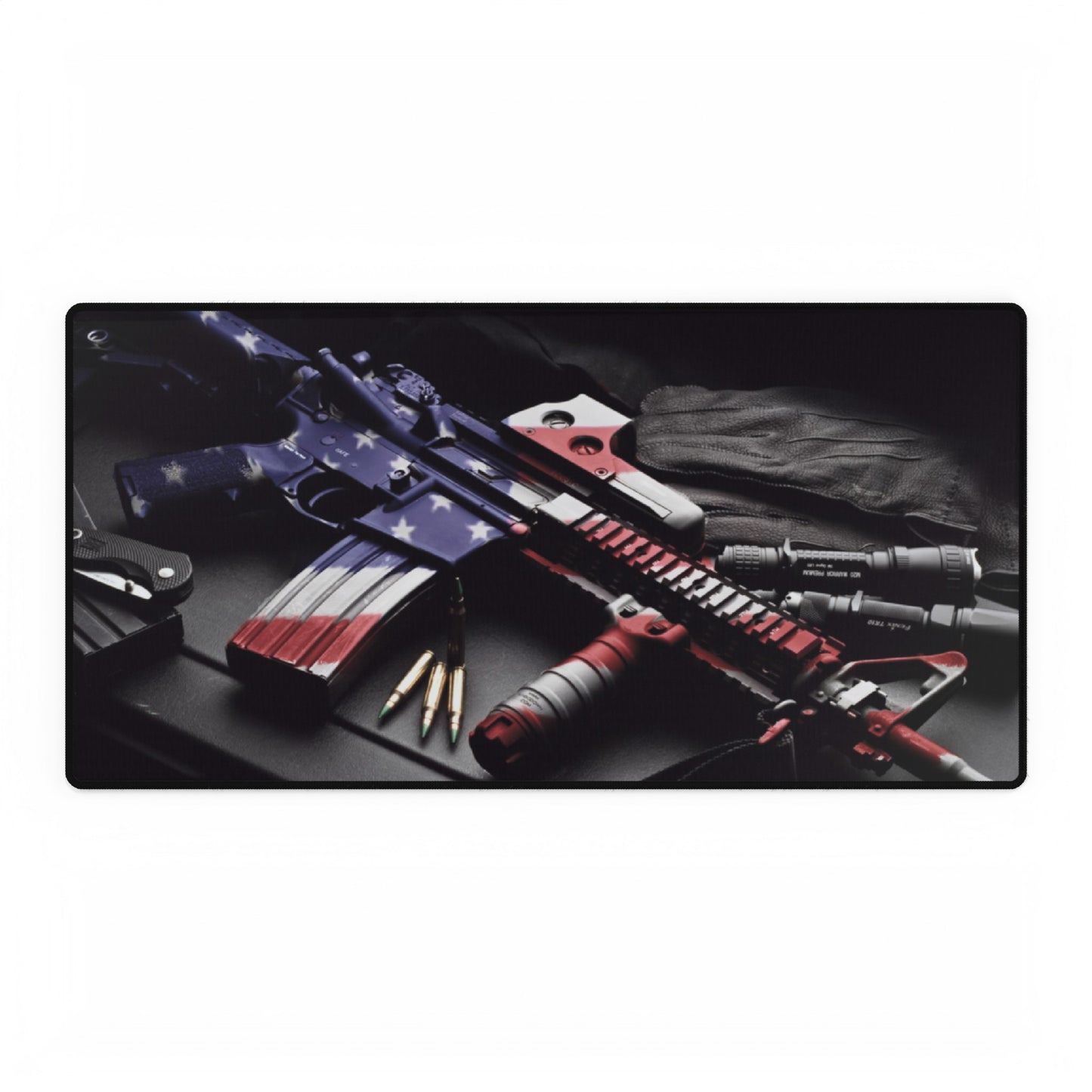 AR-15 American Flag Gun Rifle 2A High Definition Desk Mat Mousepad