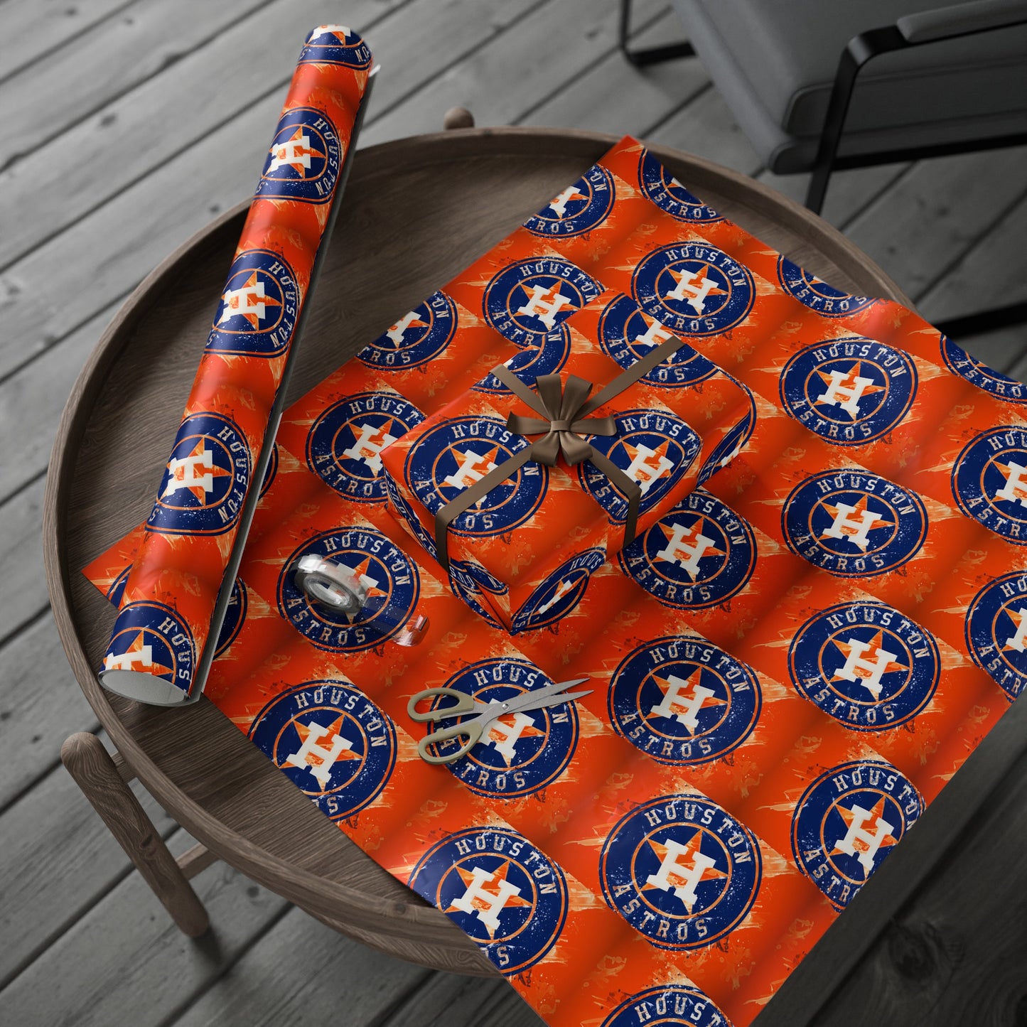 Houston Astros Baseball MLB Birthday Gift Wrapping Paper Holiday