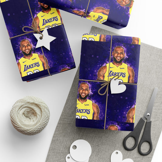 Lebron James LA Lakers NBA Birthday Gift Wrapping Paper Basketball Holiday