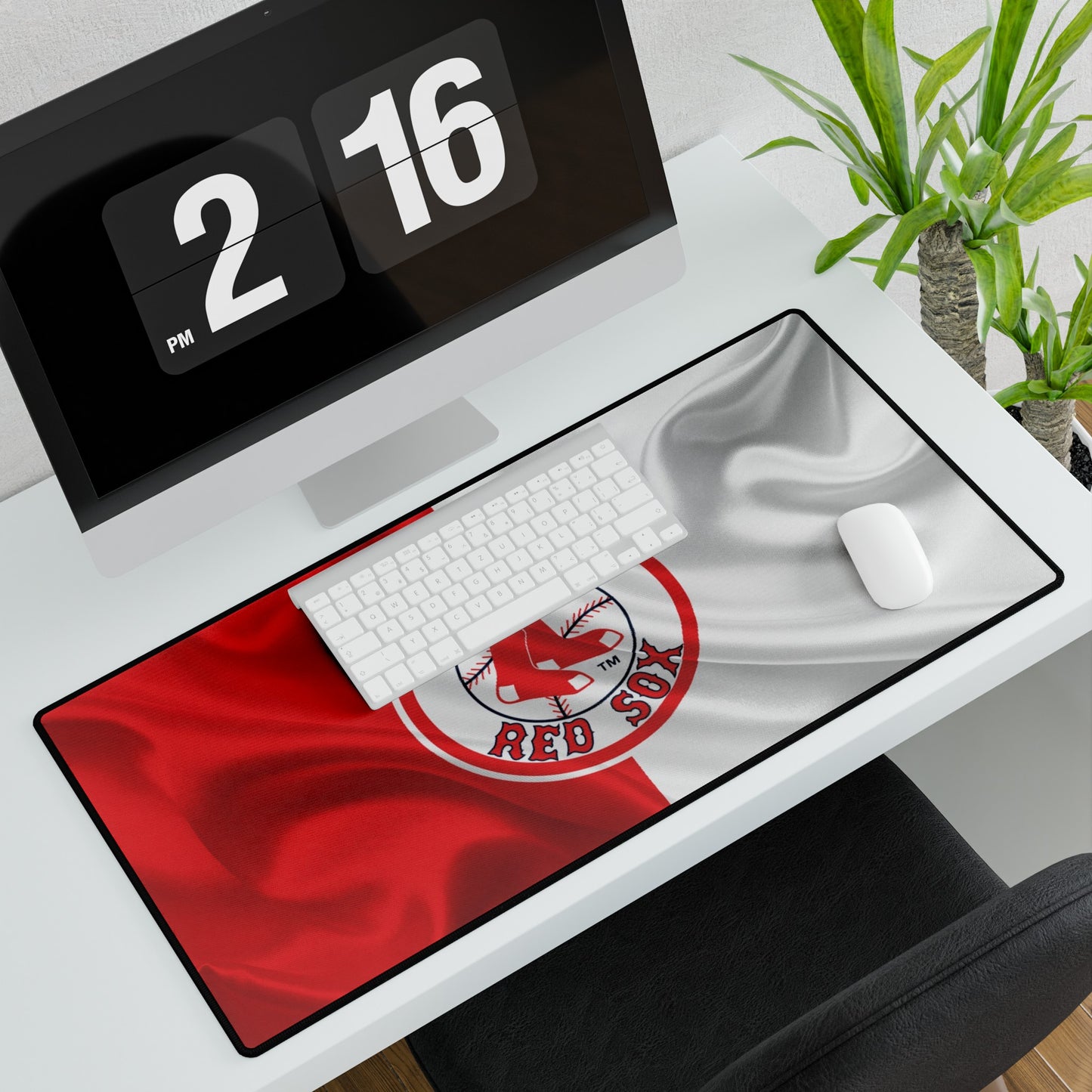 Boston Red Sox Wavy flag look MLB Baseball High Definition Desk Mat