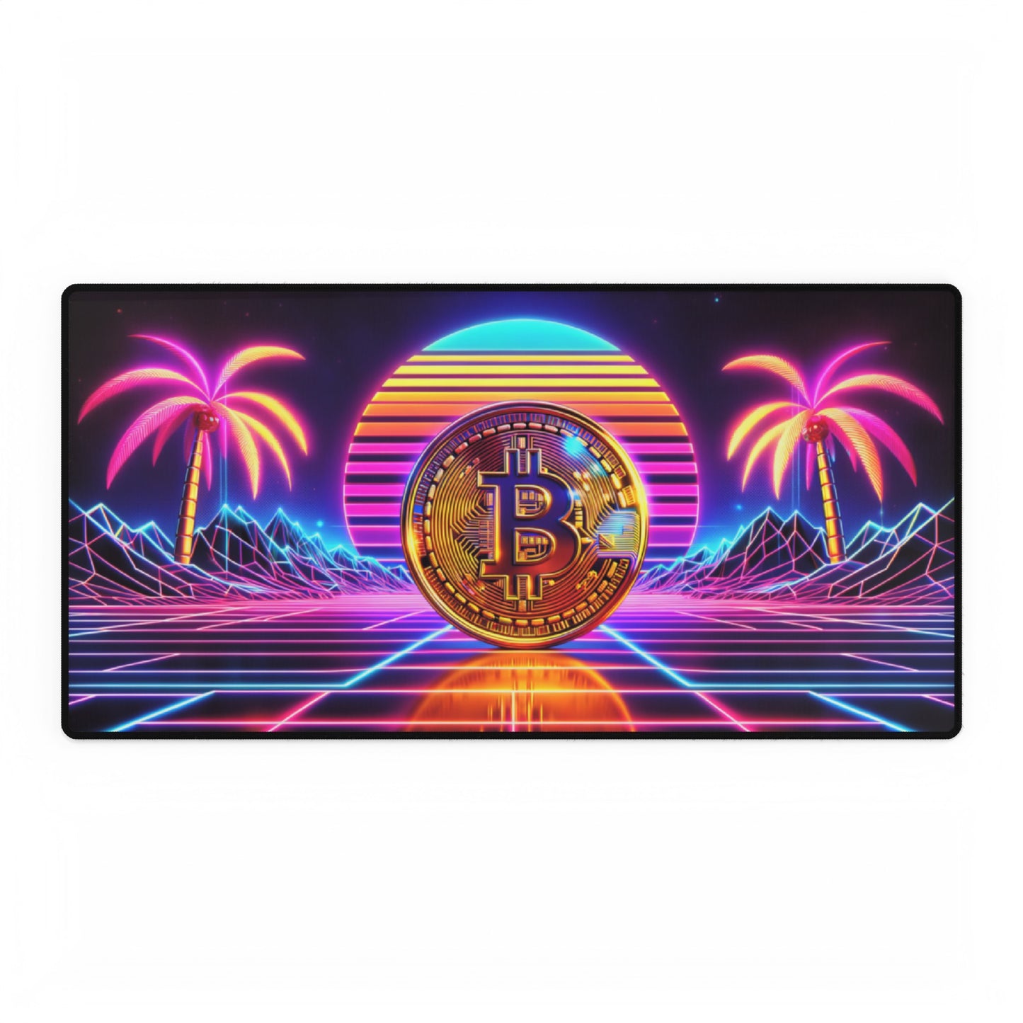 Bitcoin Cryptocurrency Miami Cyberpunk style High Definition Desk Mat Mousepad