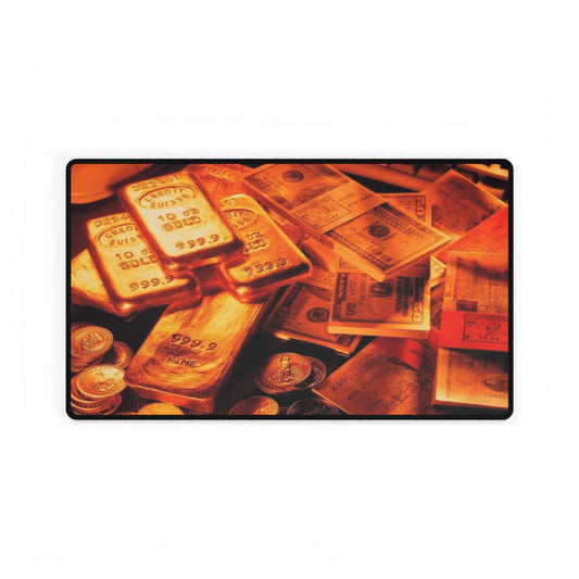 Money Gold Dollar Bills Cash High Definition Desk Mat Mousepad