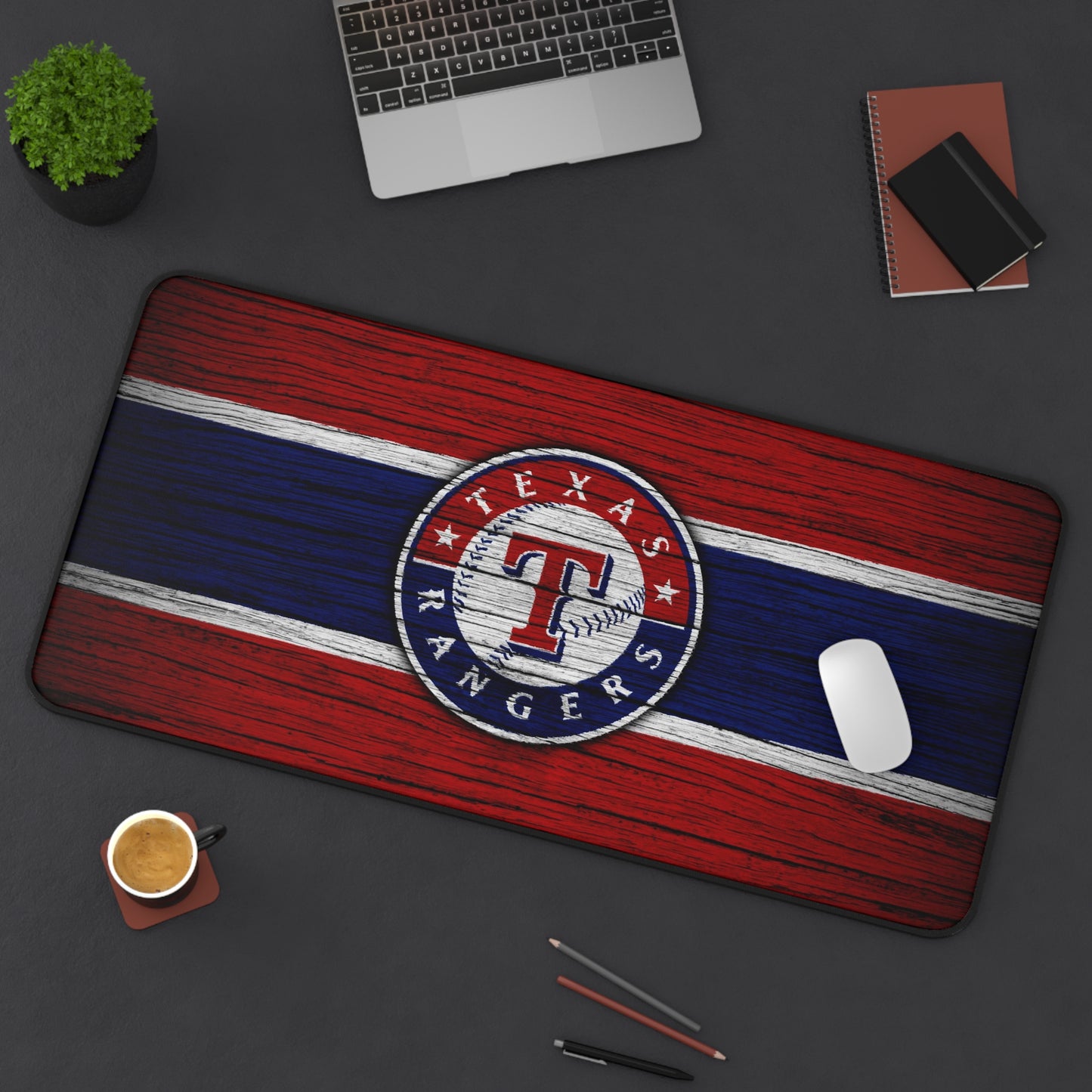 Texas Rangers Woodgrain MLB Baseball High Definition Desk Mat