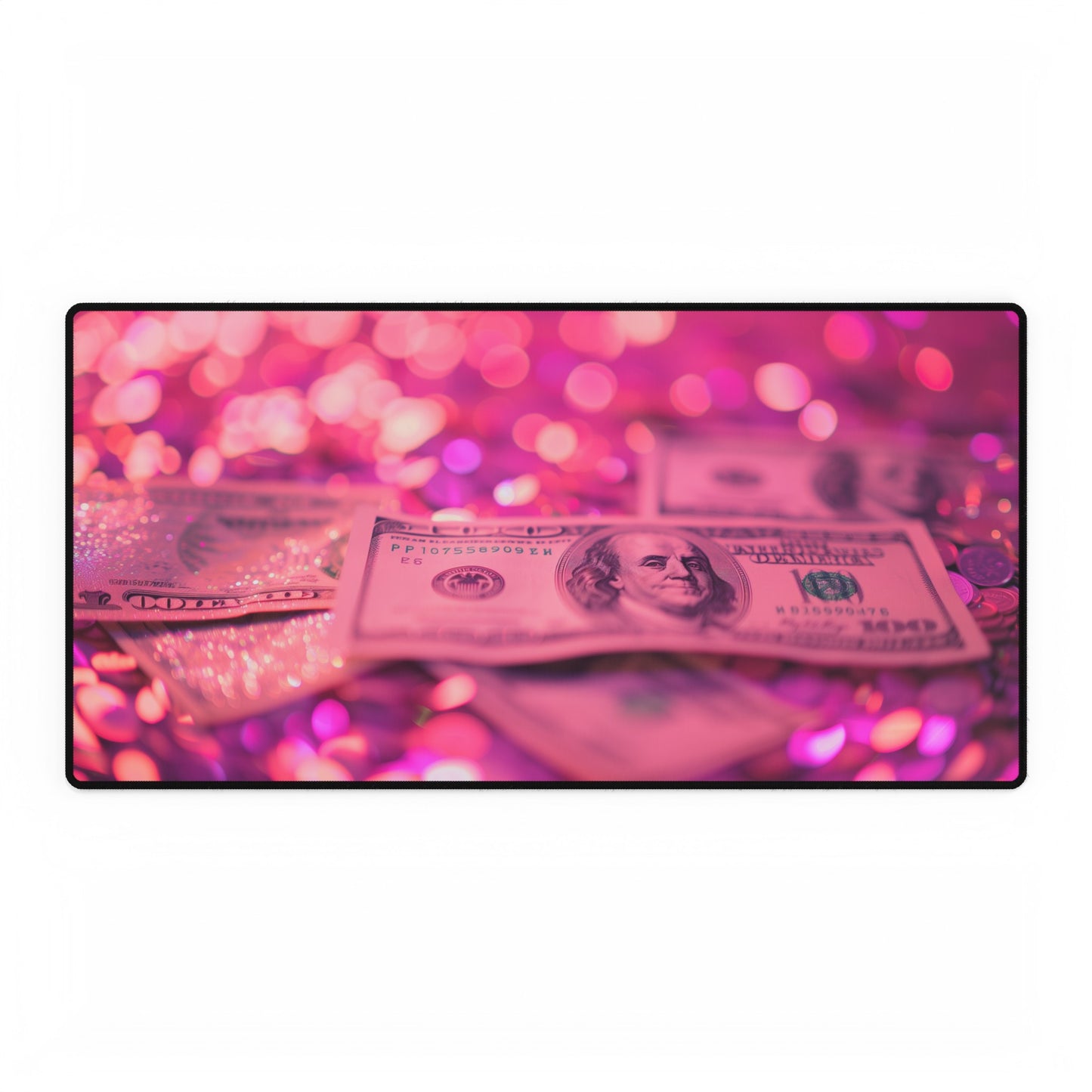 Pink Money hundred dollar bills glitter girl High Definition Desk Mat Mousepad