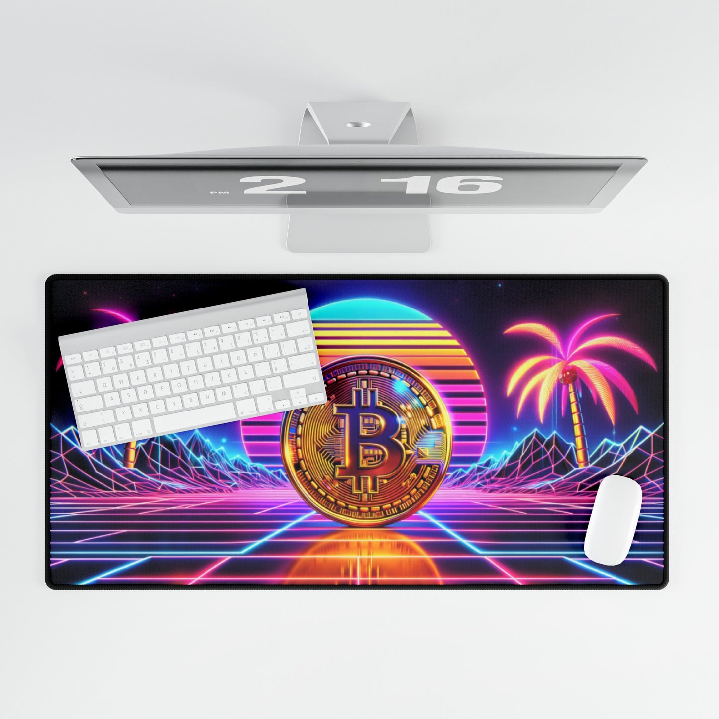 Bitcoin Cryptocurrency Miami Cyberpunk style High Definition Desk Mat Mousepad