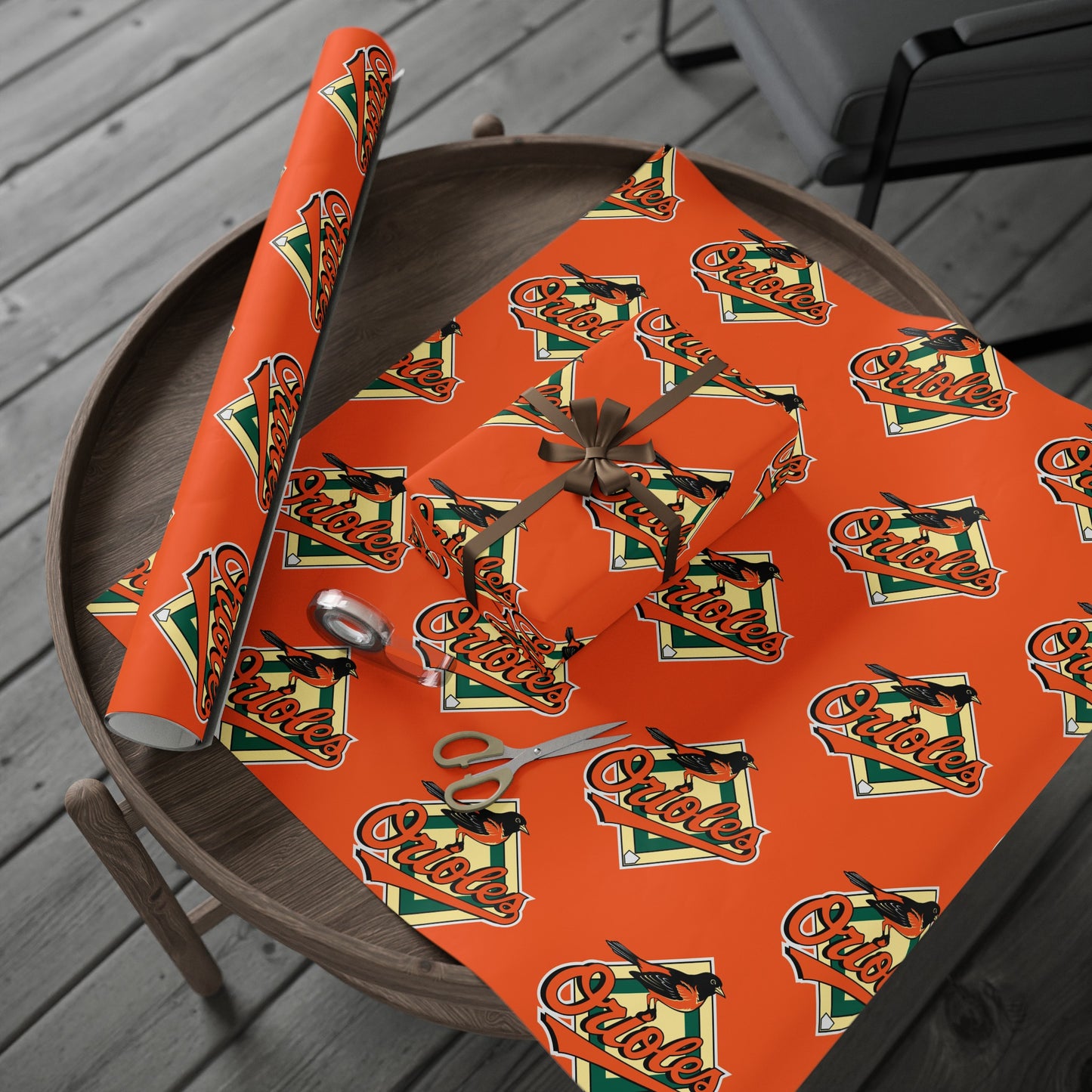 Baltimore Orioles orange Baseball MLB Birthday Gift Wrapping Paper Holiday