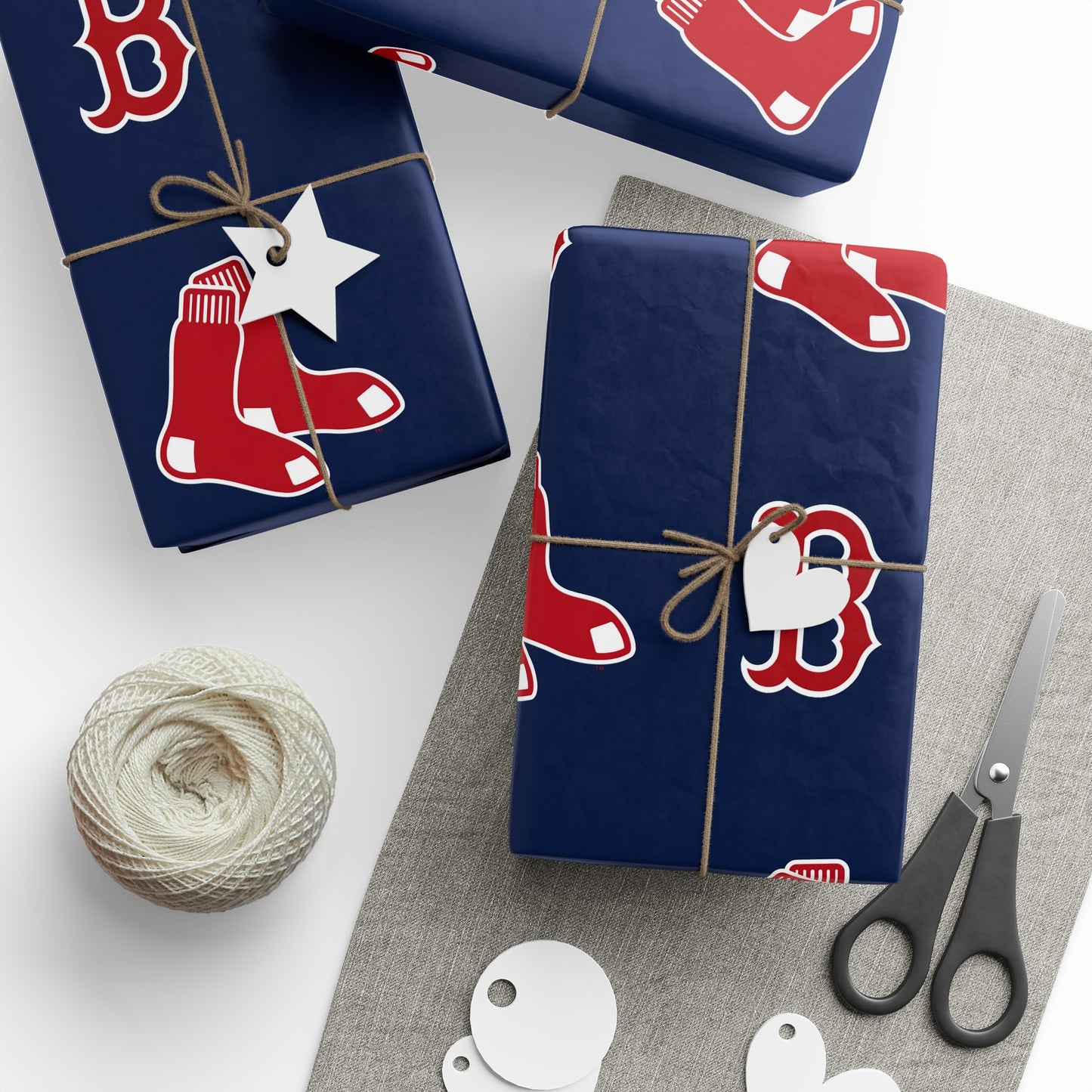 Boston Red Sox Birthday Gift Wrapping Paper football Basketball Holiday