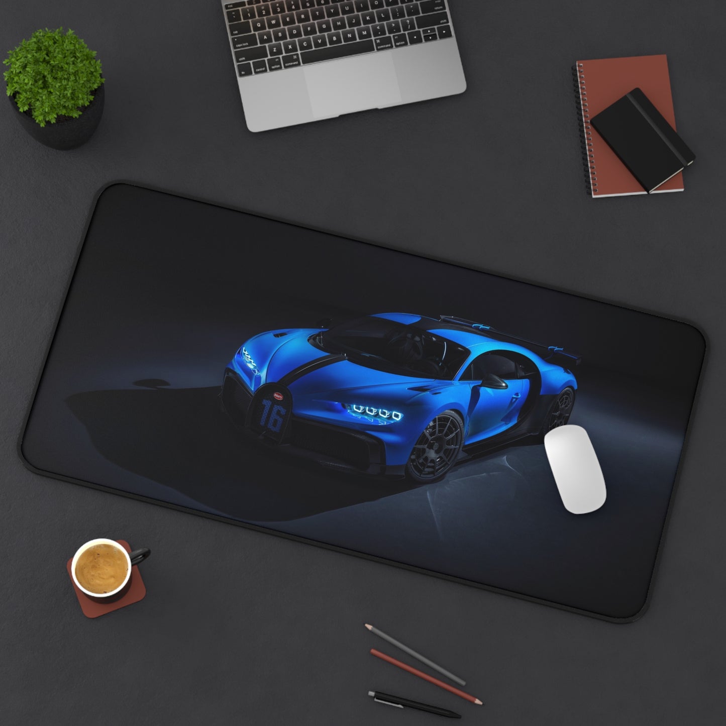 Blue Bugatti High Definition Super Car Office Home Decor Desk Mat Mousepad