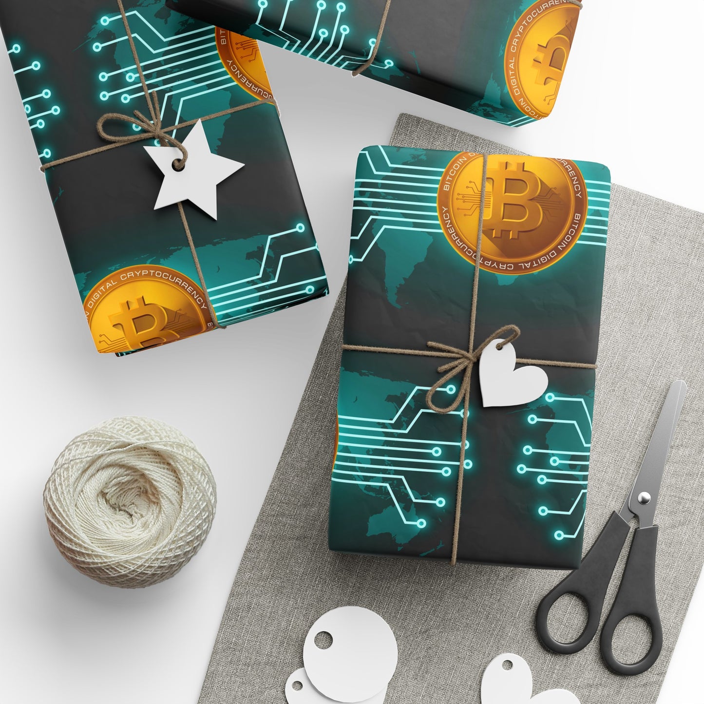 Bitcoin Cryptocurrency World Digital Black Birthday Gift Wrapping Paper Holiday