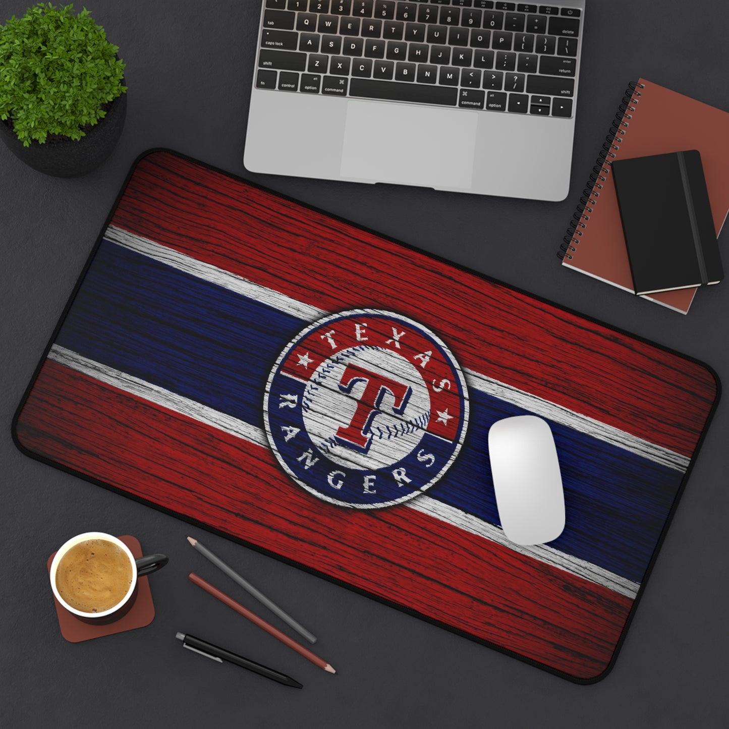 Texas Rangers Woodgrain MLB Baseball High Definition Desk Mat