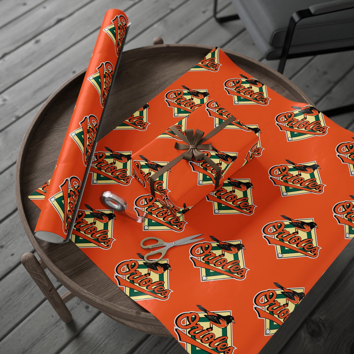 Baltimore Orioles orange Baseball MLB Birthday Gift Wrapping Paper Holiday