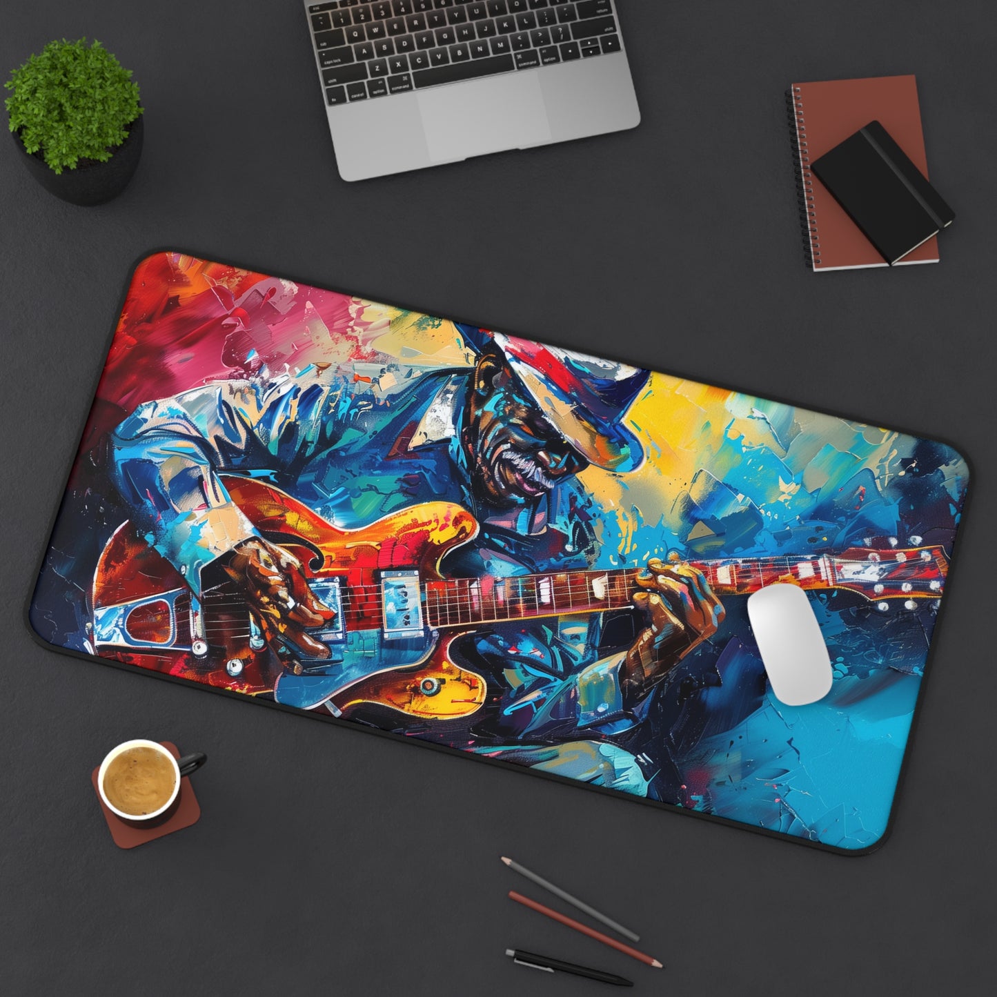 Guitar Jazz Player Art High Definition Home Video Game PC PS Desk Mat Mousepad