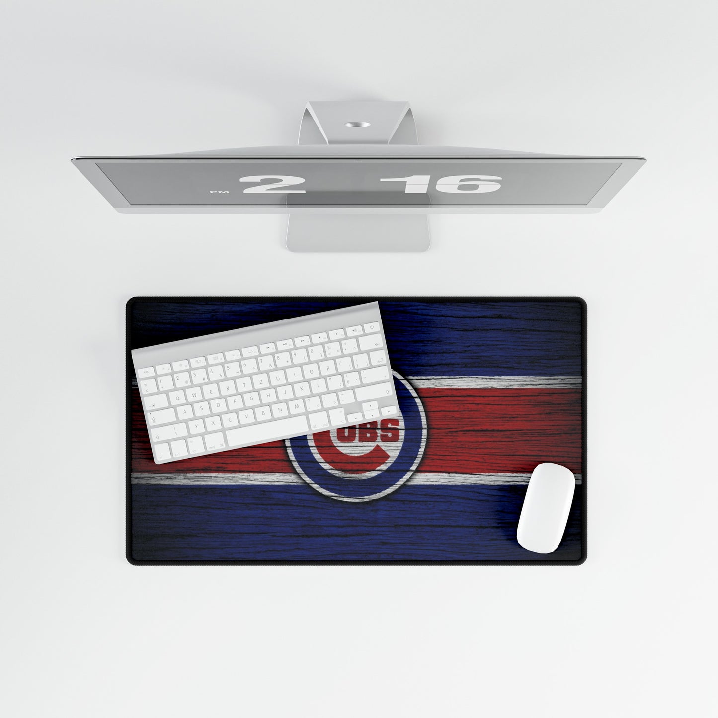 Chicago Cubs Woodgrain look MLB Baseball High Definition Print Desk Mat Mousepad