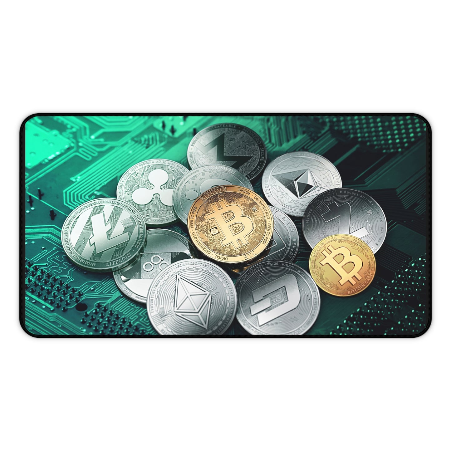 Cryptocurrency Bitcoin Ethereum Dogecoin High Definition PC Desk Mat Mousepad