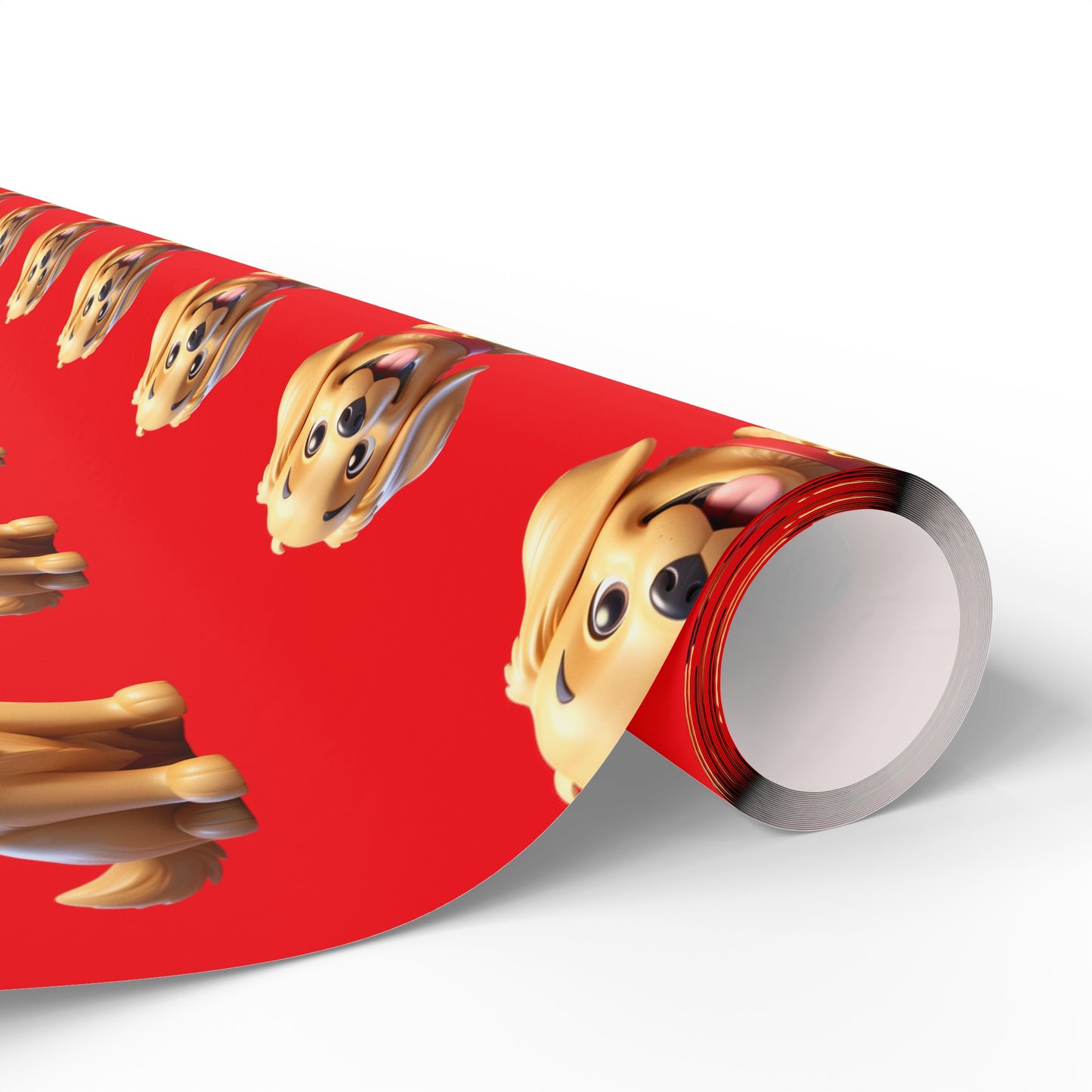 Golden Retriever Lab Puppy Red Birthday Gift Present Holiday Wrapping Paper