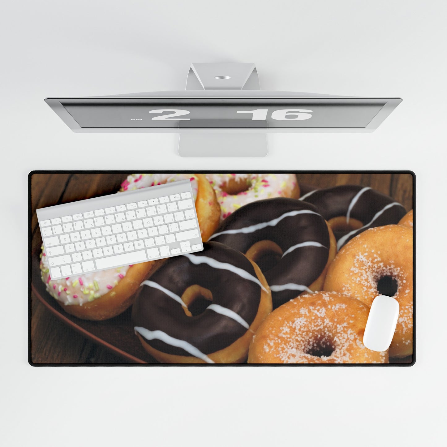 Glazed and Chocolate Donuts Realistic High Definition Desk Mat Mousepad